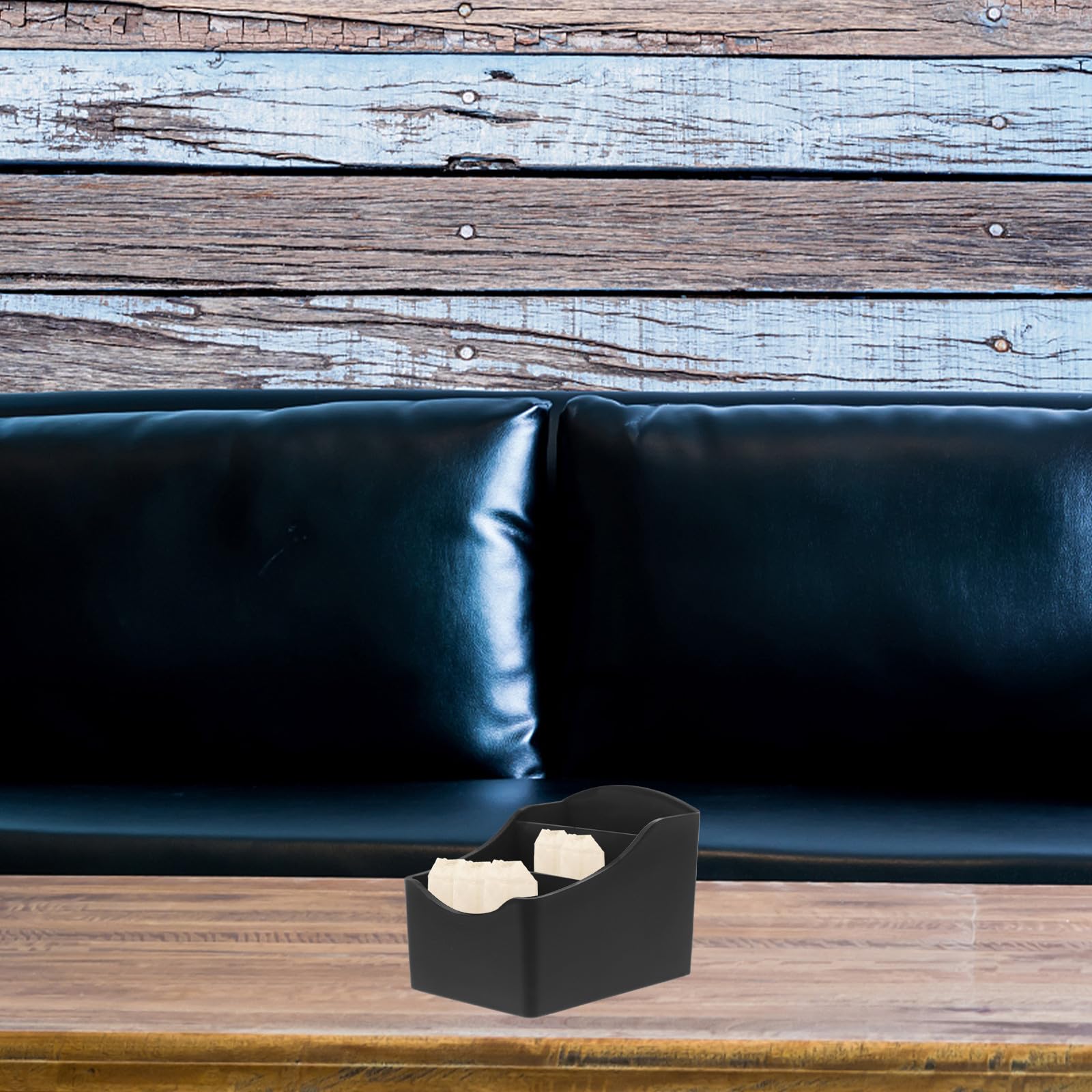 Organizador de Bolsas de Té y Azúcar de Mostrador, Caja de Almacenamiento de 3 Compartimentos en Abs Negro, Porta Bolsitas Pequeño para Cocina y Cafetería, Soporte Multifunción