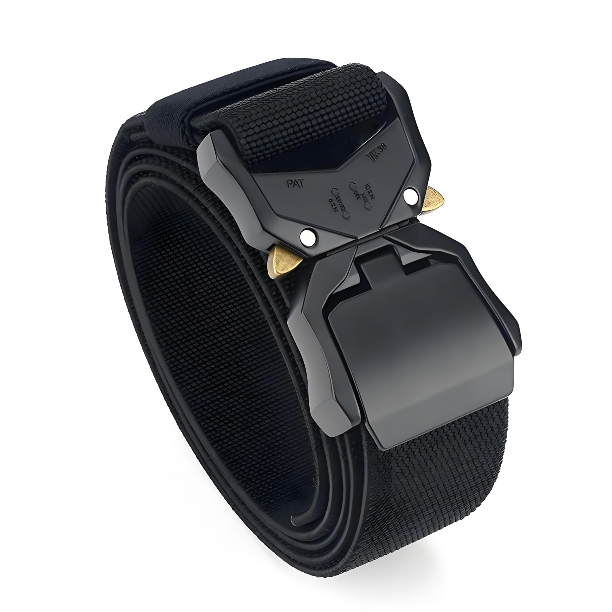 Hw Zone Men's Black Belt Tactical Belt, Military Hiking Rigger 1.5" Nylon Web Work Belt With Heavy Duty Quick Release Buckle (, 125Cm/Waists Up To 45")