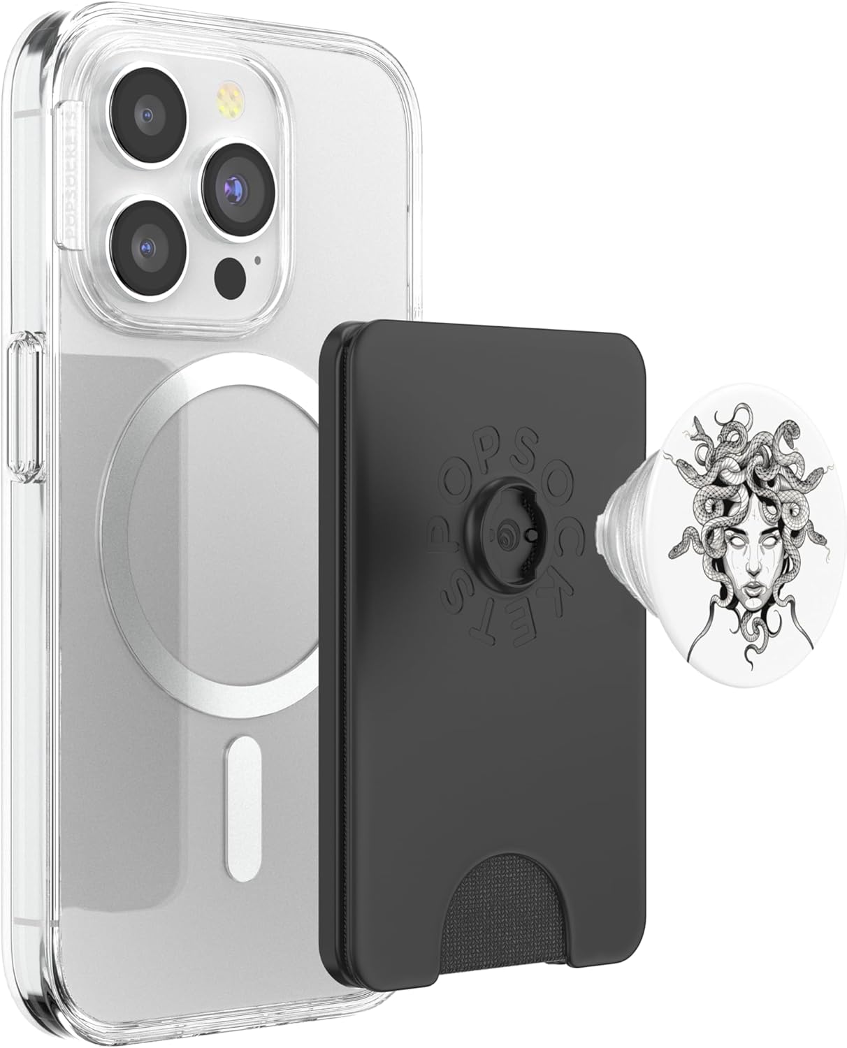 Medusa Blackwork Greek Mythology PopSockets PopWallet for MagSafe