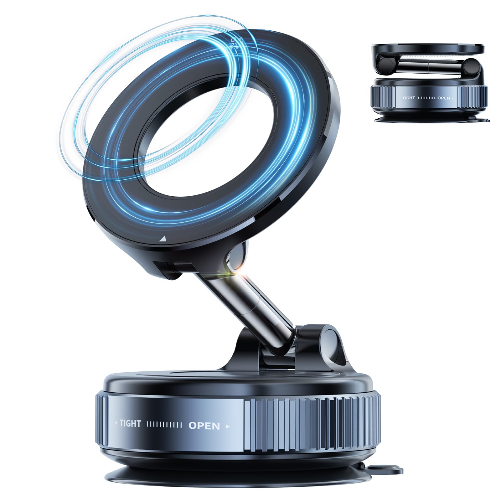 DKGEVEAO Vacuum Magnetic Phone Holder for Car,Suction Cup Phone Mount,Foldable Vacuum Magnetic Phones Stand,Magnet Car Mount for All Smartphones & All Vehicle & Gym/Bathroom Mirror