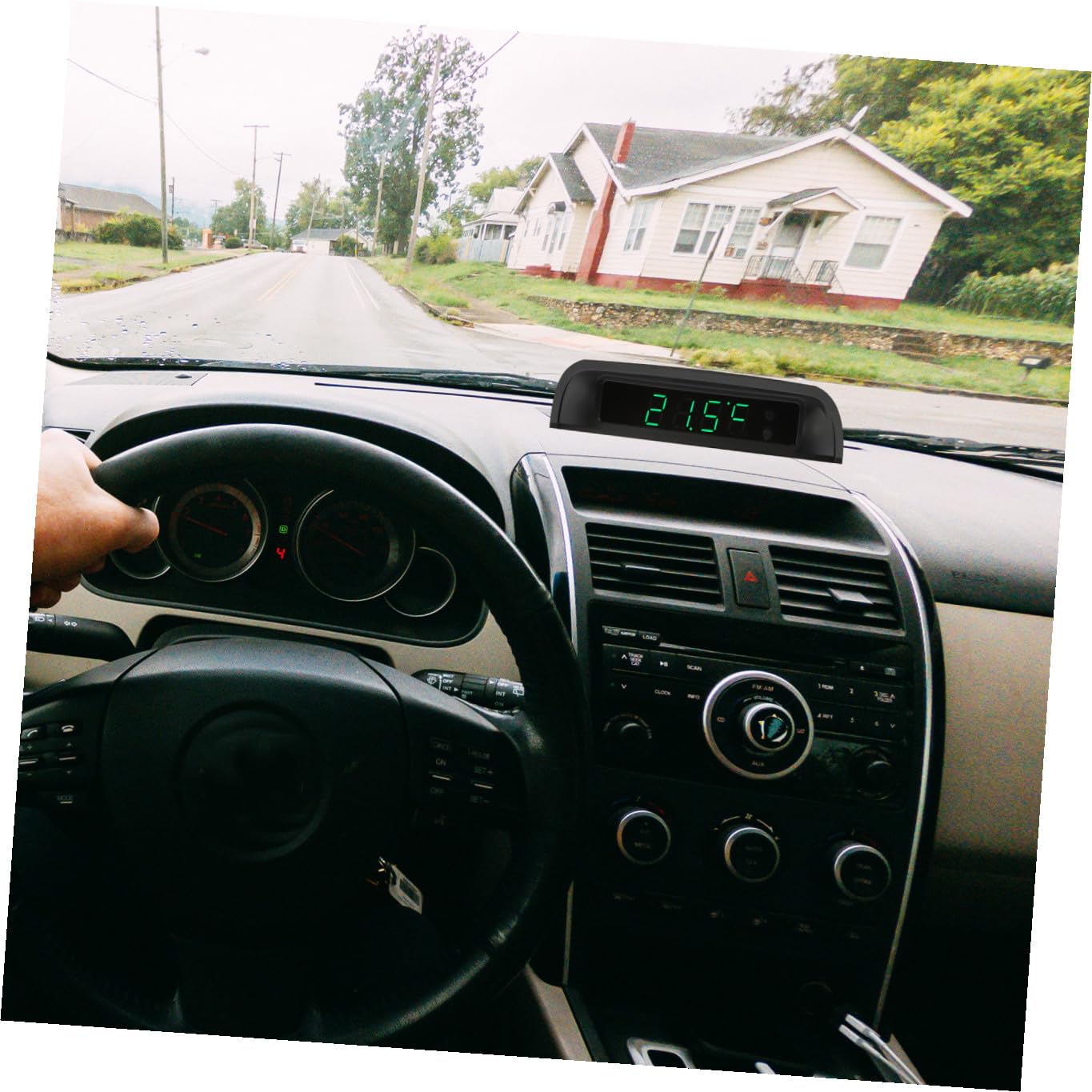 Mikinona Reloj Digital para Coche con Termómetro Solar Alta Precisión Carga Energía Solar Automático de Brillo Decoración Vehicular