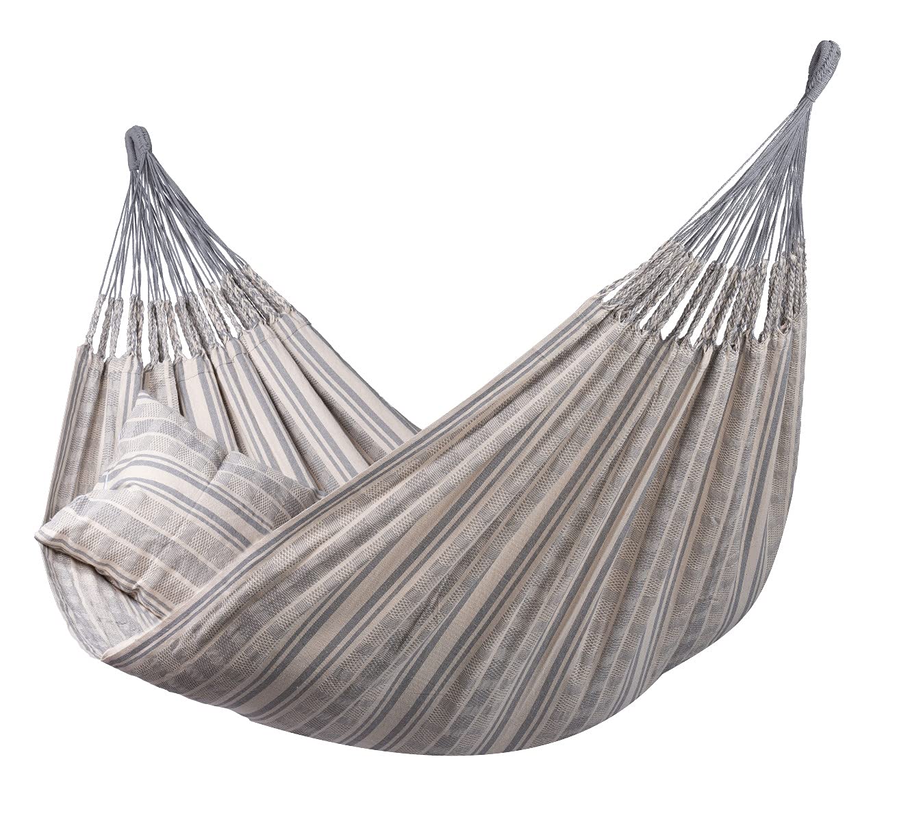 Tropilex Hamac de Jardin Camping pour 2 Personnes | Hamac Double avec Coussin | Capacité 180 kg Colombien | Fabriqué à la Main | Style Retro Comfort Gris 350 cm