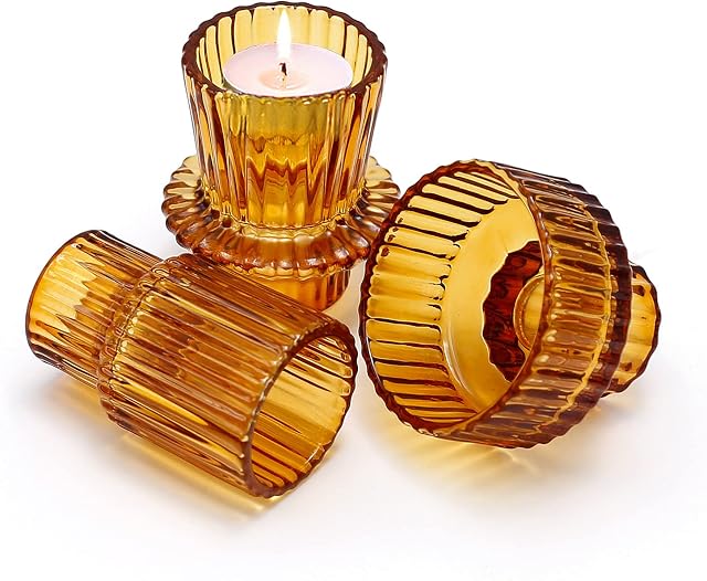 Vkinman 3pcs Candlestick Holders Tea Light Ritual Candles Holder Decorative for 7/8" 1.3" 1.5" 2" Pillar Candle
