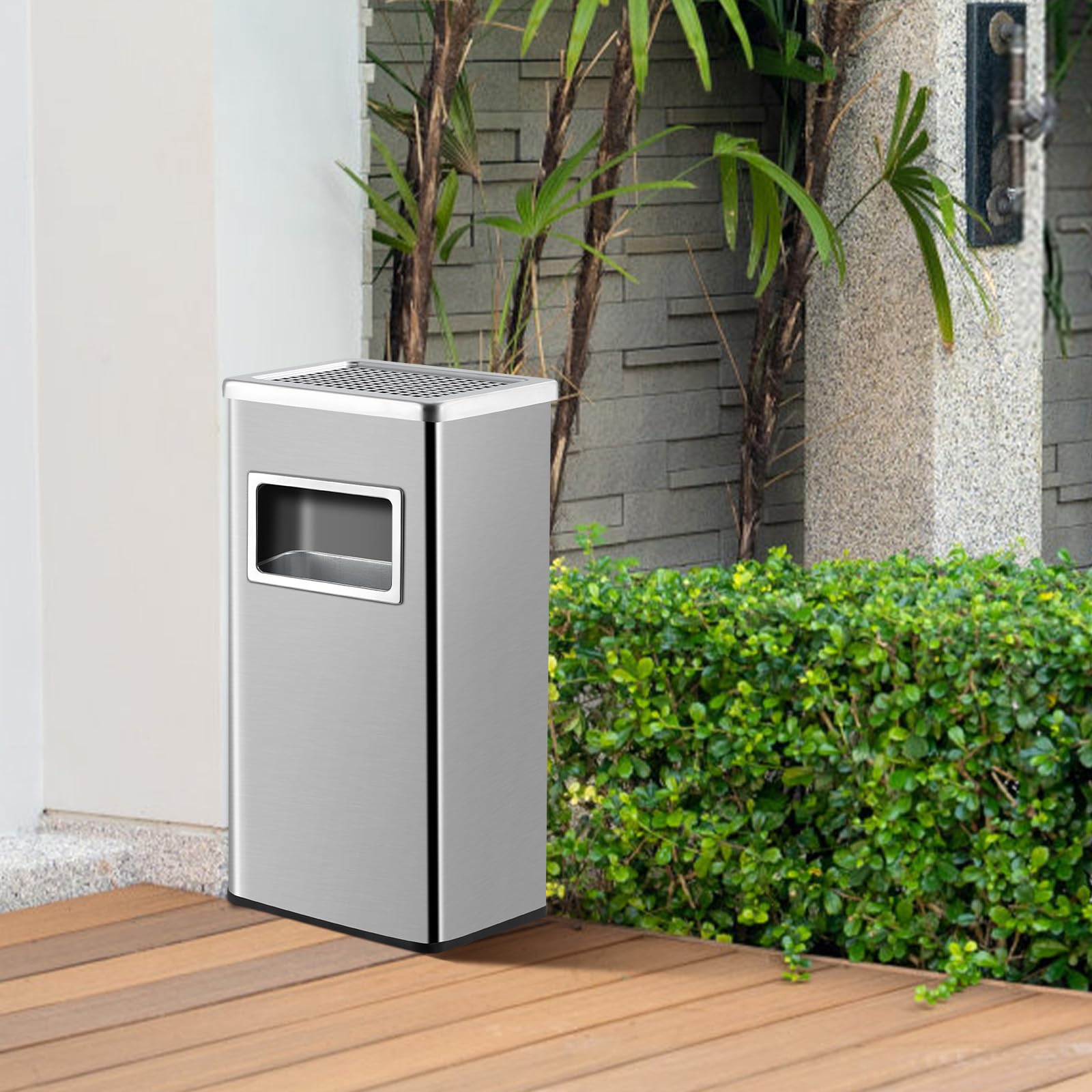 Garvee Papelera cuadrada 30L de acero inoxidable – Tapa hermética, cubo interior extraíble y base antideslizante – Resistente al óxido y fácil de limpiar – Para cocina, oficina, restaurante o exterior