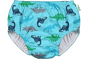 i play. by green sprouts Boys' Reusable Swim Diaper, Aqua Simple Dino, 24 Months