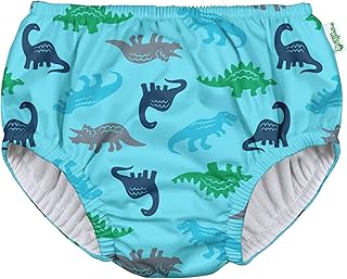 i play. by green sprouts baby boys Reusable and Toddler Swim Diaper, Aqua Simple Dino, 3T US