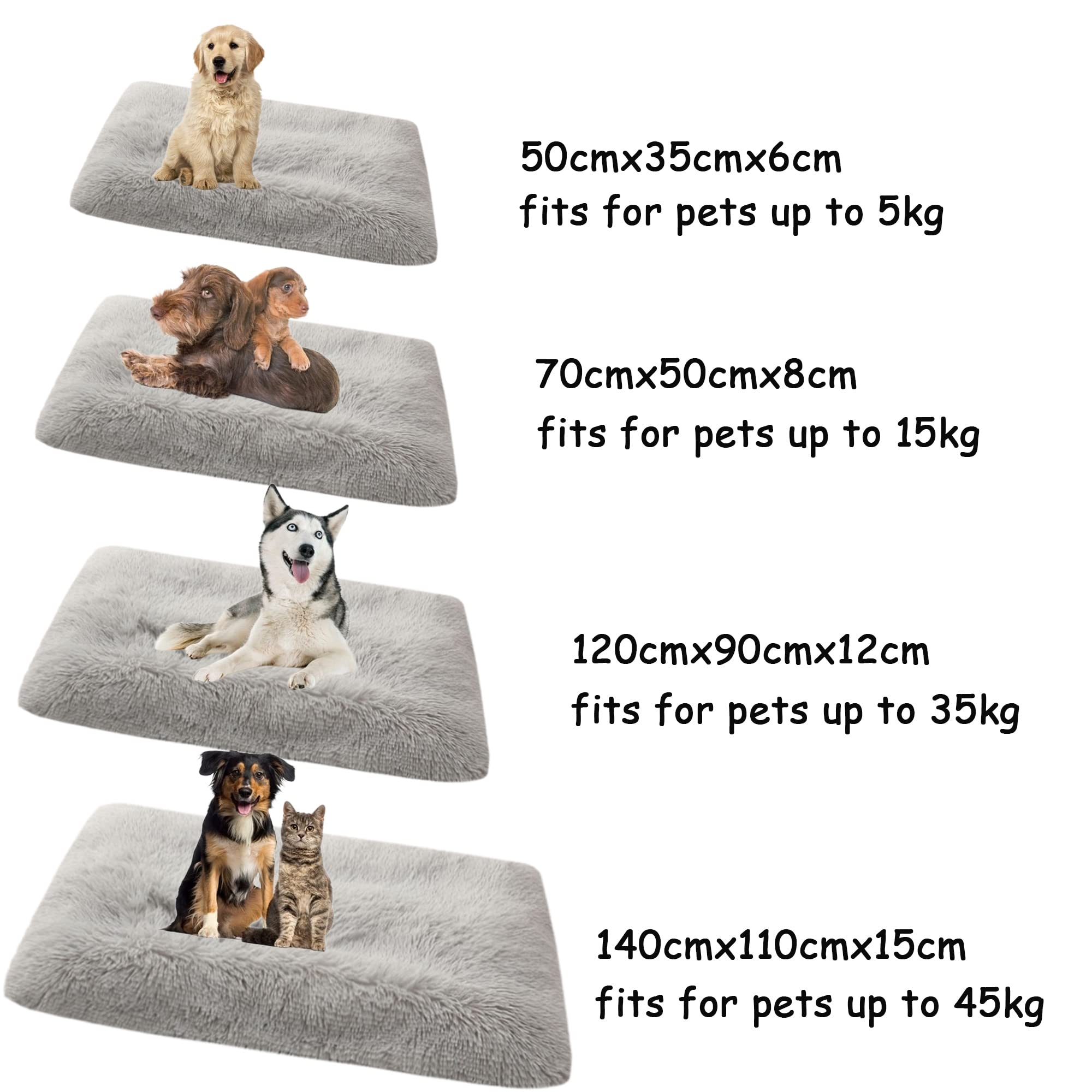 Grand tapis de cage pour chien avec fond antidérapant, en peluche apaisant, lavable, pliable pour animal de compagnie, tapis de cage pour chien, coussin amovible et chaud (120 x 90 x 12 cm, rose)