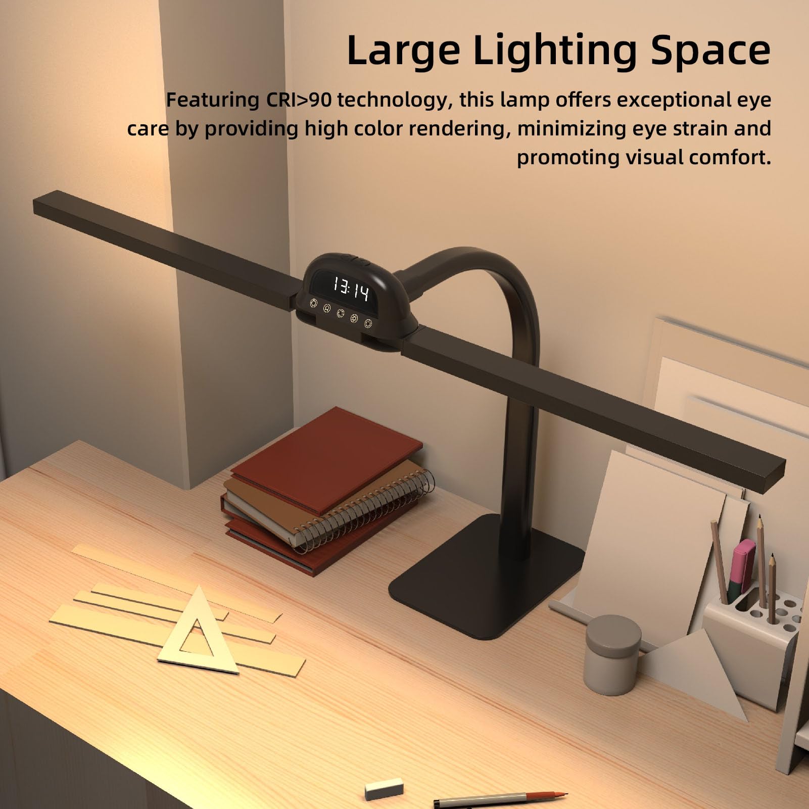 Bewinner Lampada da Scrivania a LED per Casa Ufficio - Lampada da Scrivania a LED da 12 W con Orologio, Lampada da Architetto Accattivante con Base, Lampada da Scrivania a LED (Spina