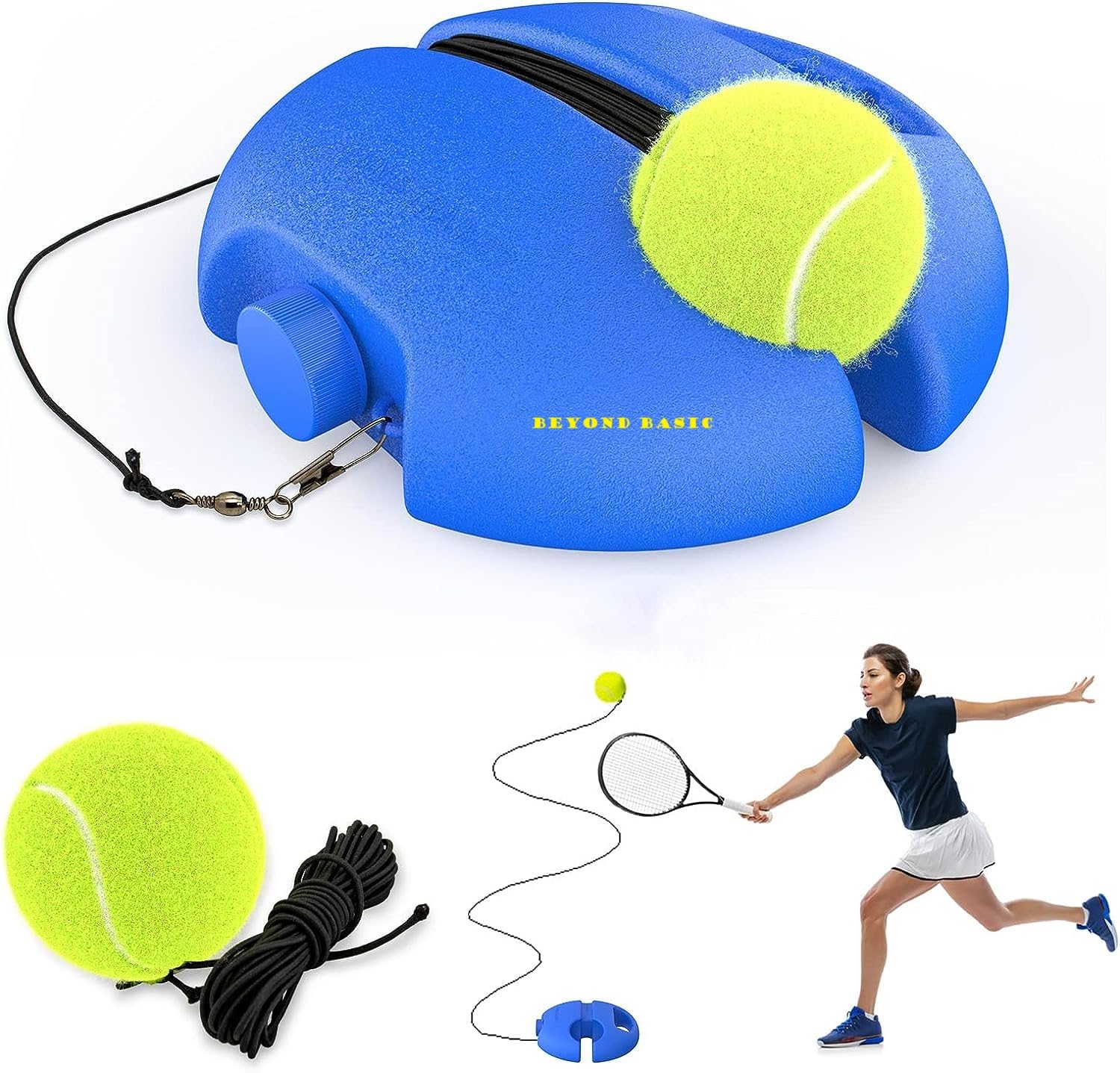 BEYOND BASIC Tennis Trainer Rebound Ball with String Balls, Solo Tennis Training Equipment for Self-Pracitce, Portable Tennis Training Tool, Tennis Rebounder Kit,Suitable for Beginners Sport Exercise (B0D3YNN221) Amazon Price History, Amazon Price Tracker