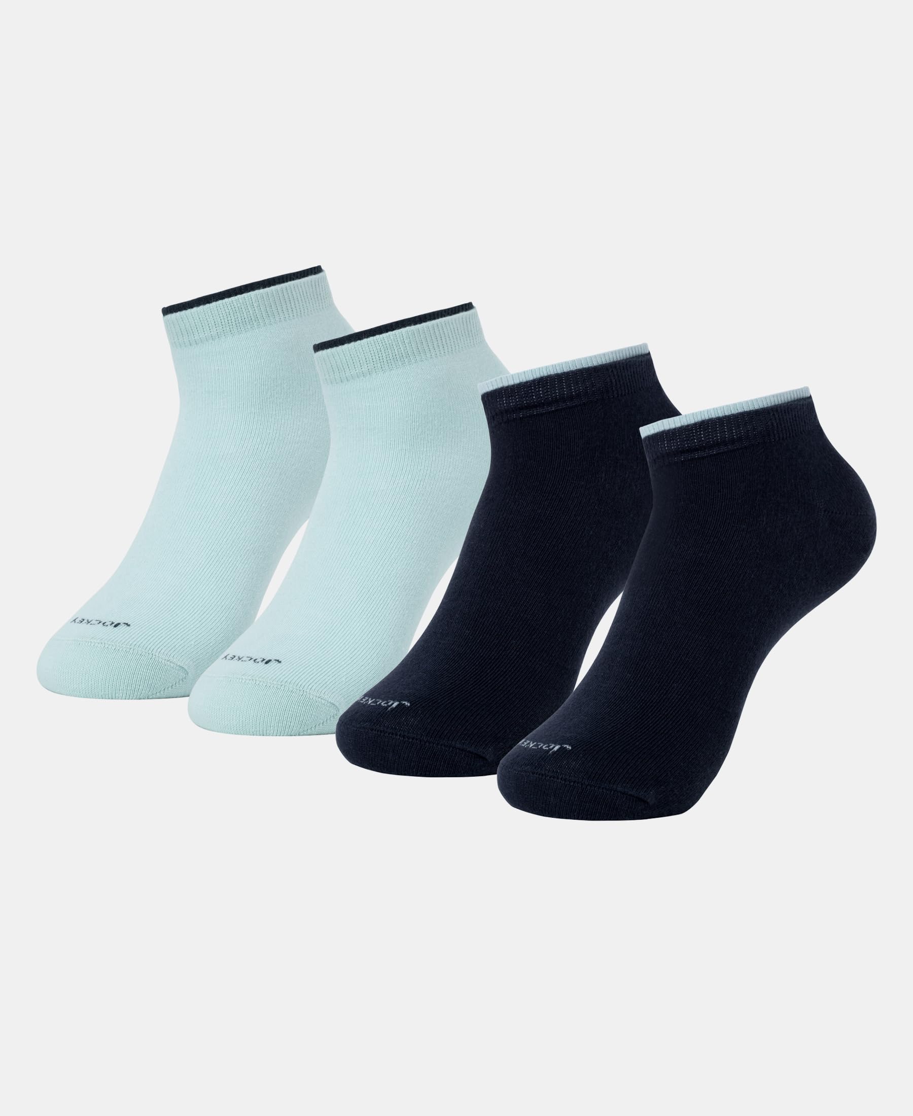 Jockey 7491 Women's Compact Cotton Stretch Solid Low Show Socks with Stay Fresh Treatment (Pack of 2)_Pastel Turquoise & Navy_FREE SIZE - Image 7 thumbnail