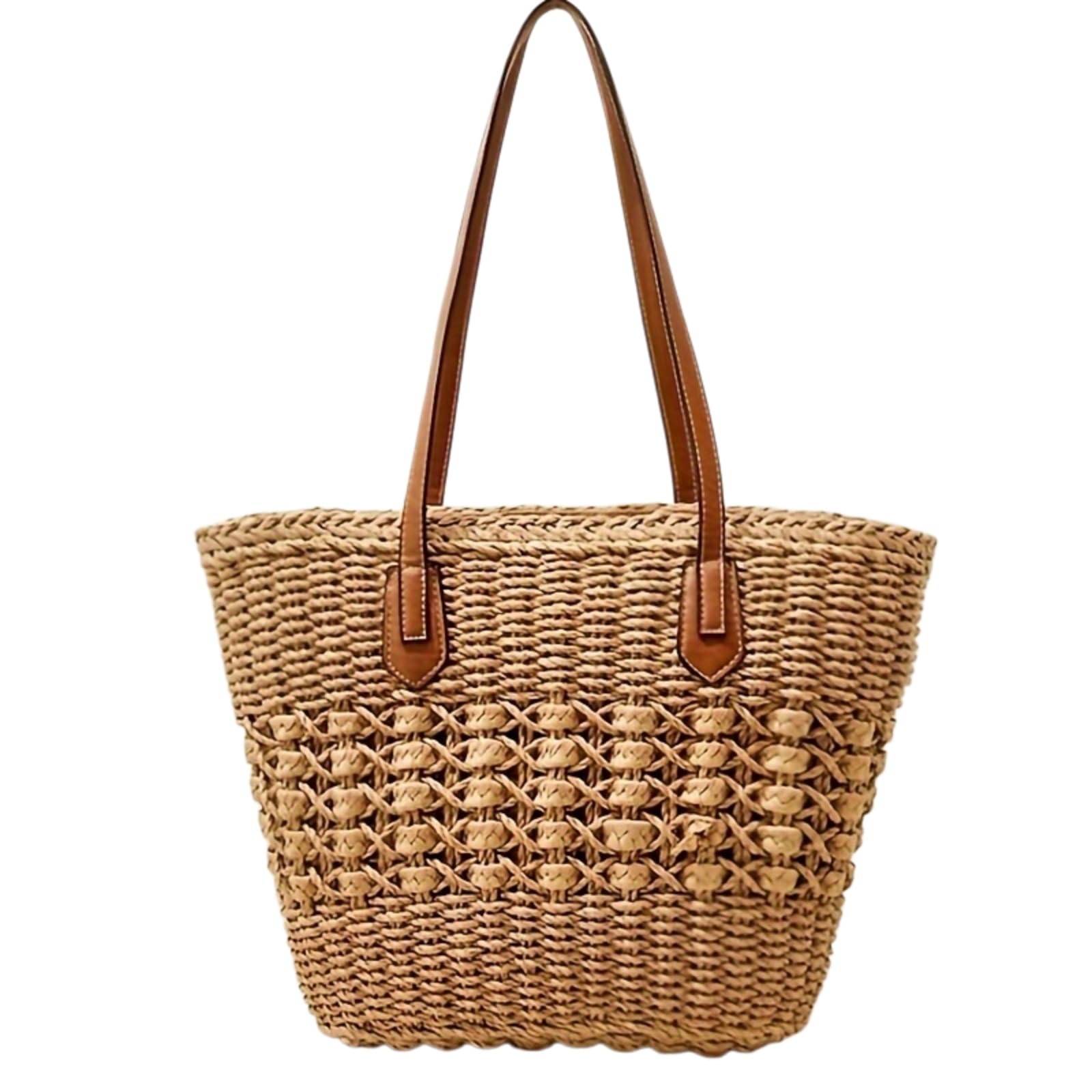 Umhängetasche Bohemia Frauen Schultertaschen Große Kapazität Sommer Korb Strohtasche Für Reise Strandtasche-Khaki