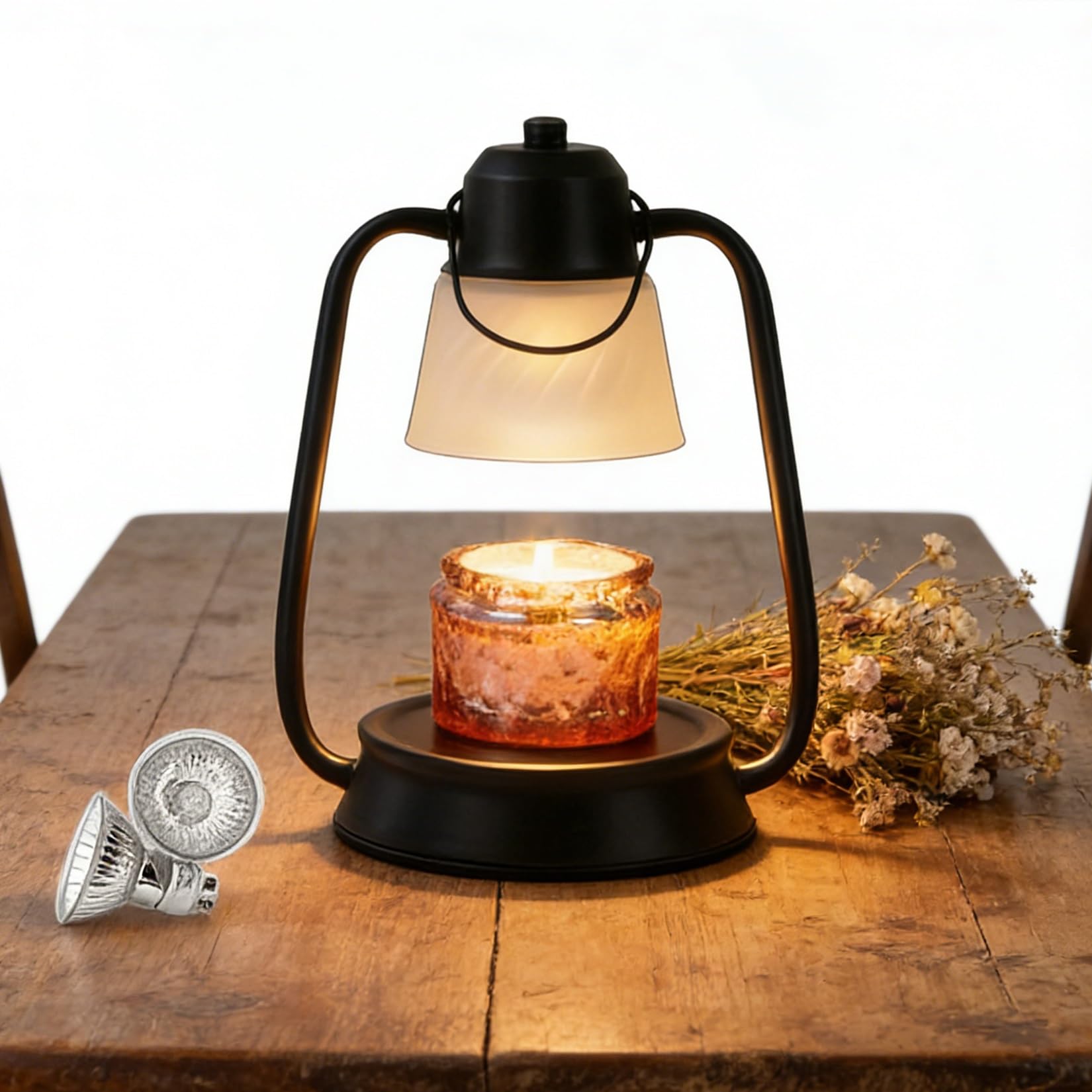 Lampa Podgrzewająca Do Świec Ze Ściemniaczem, Prezenty Dla Kobiet Mama, Ocieplenie Domu Nowy Wystrój, Stopiony Wosk Vintage Latarnia Zegar Świece Zapachowe W Słoiku(Black)
