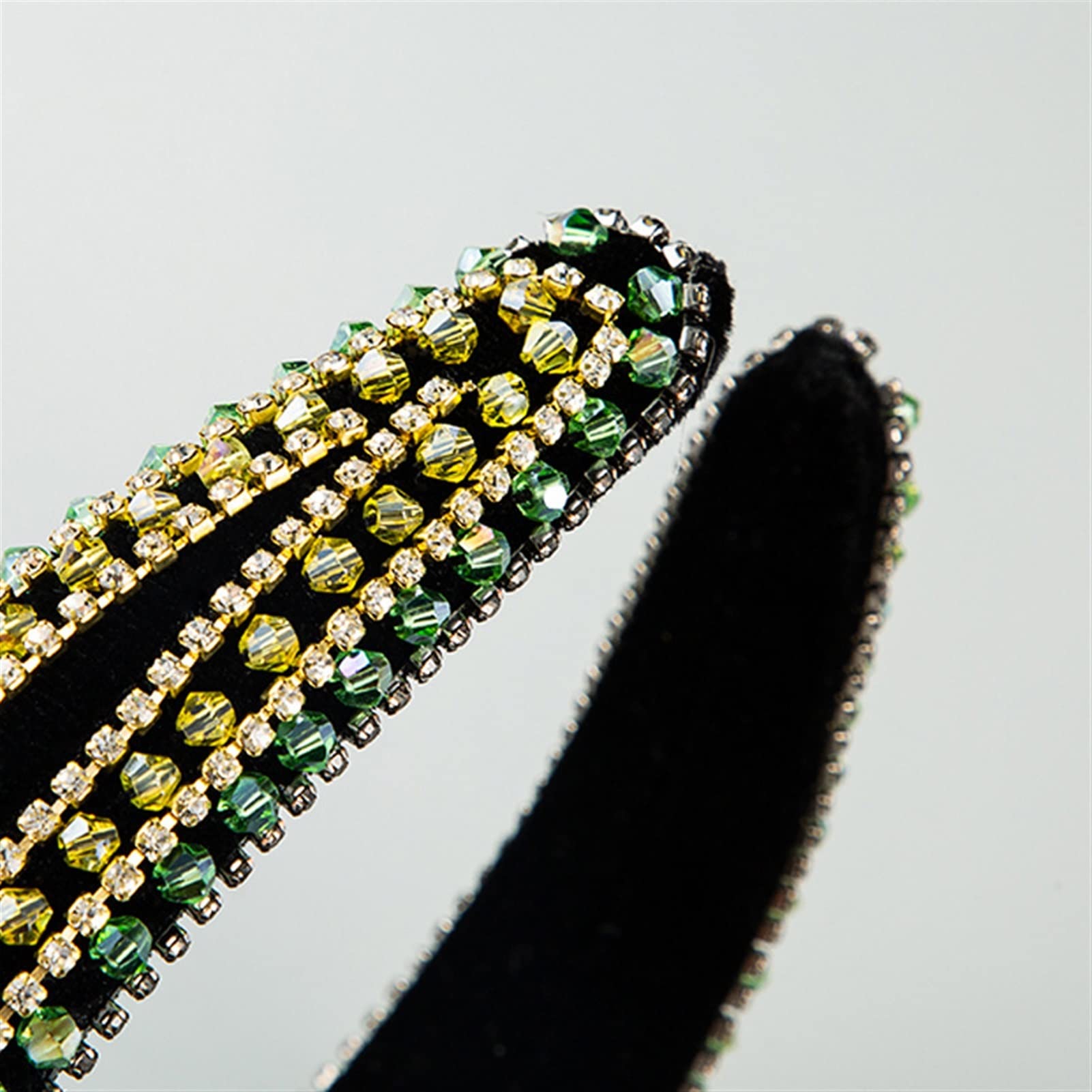 Moda Opaski Crystal Headband Moda Wyściełane Dżetów Zespół Włosów Pogrubienie Szeroko Hairband Hoop Kobiety Dziewczyny Akcesoria do włosów Beaded Headband (Color : Black)