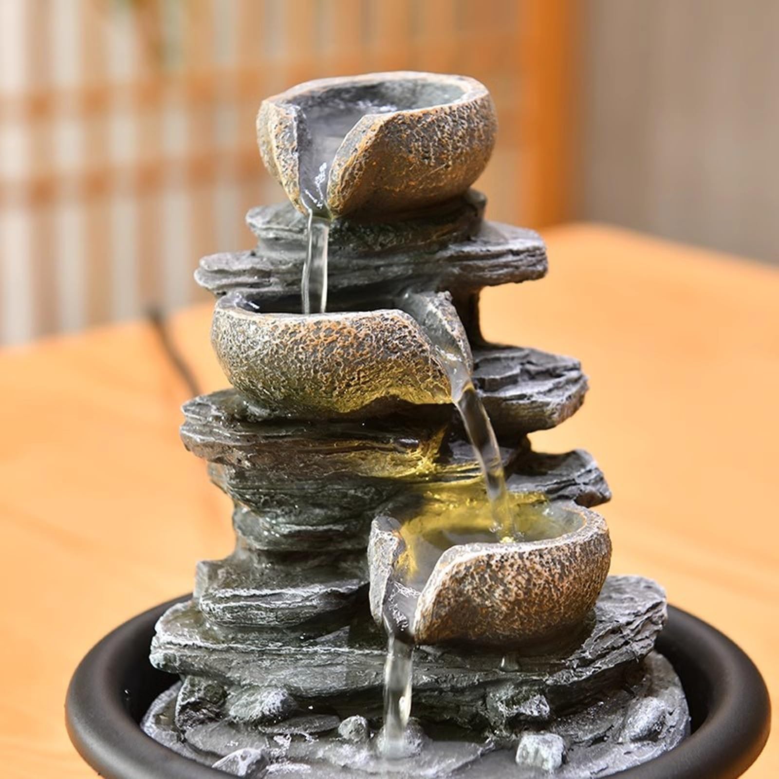 Huis Decoratieve Artikelen Tafelblad Fontein Woonkamer Klein Stromend Water Ornament Thuis Indoor Fontein Kantoor Desktop Decoratie Watervalfontein Op Tafelblad (Size : A
