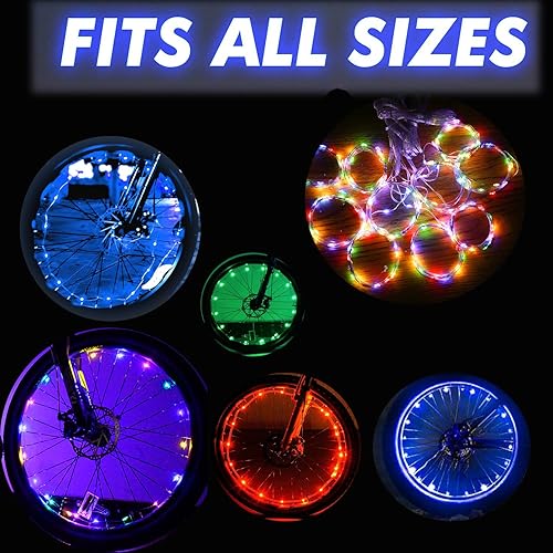Miniatura 7 de Luz LED para rueda de bicicleta, luz de rueda de bicicleta nocturna, IP65 impermeable, iluminación de 3 modelos, fácil de instalar y se adapta a la