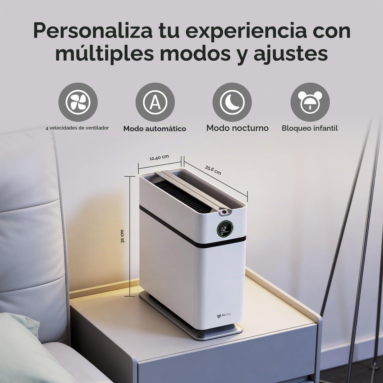 Airdog X1+ - Purificador de aire para el hogar, tecnología TPA hasta 20 veces más eficaz que HEPA, limpiador de aire portátil para RV con 3 modos, control de aplicación para alérgenos, contaminantes