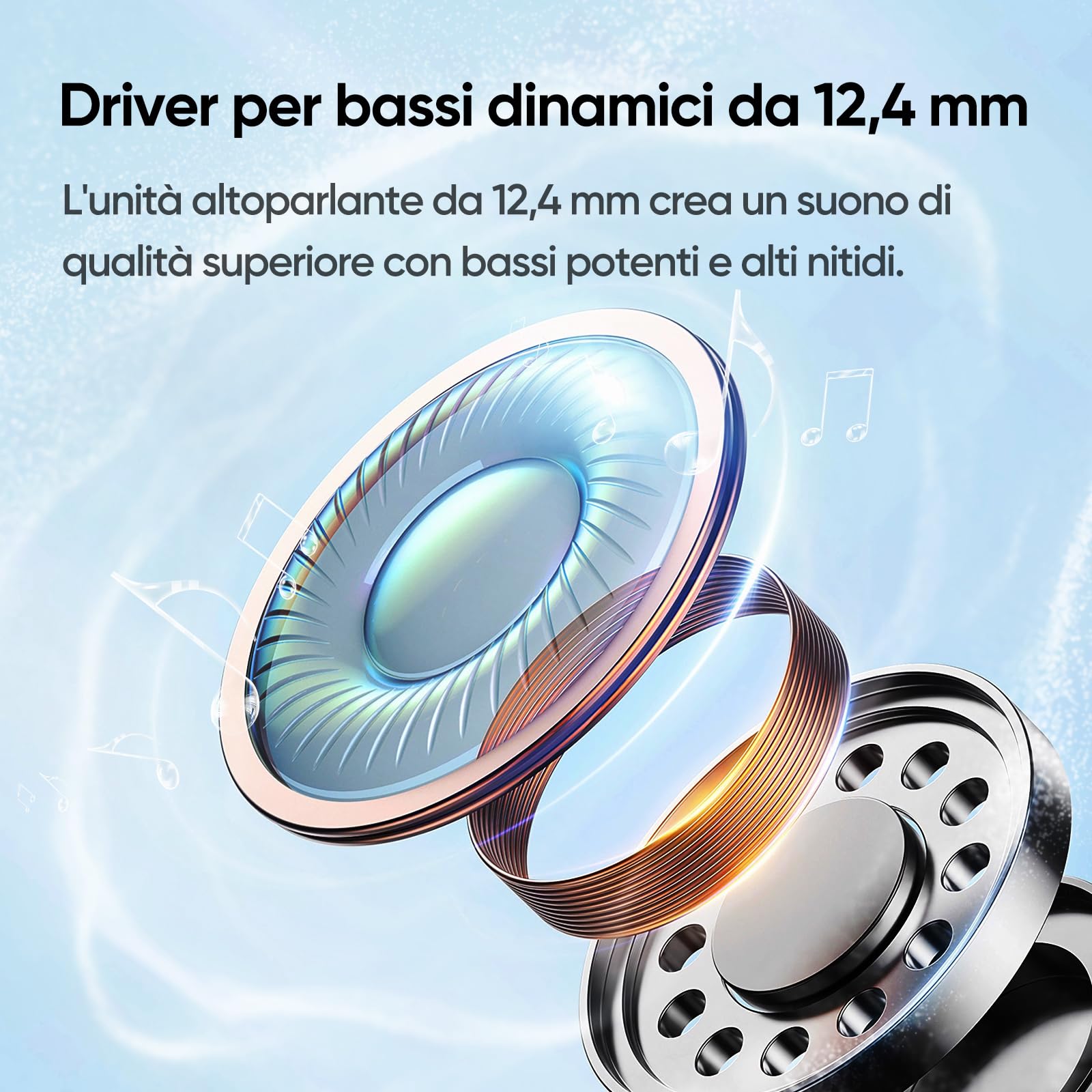 realme Buds T310, auricolari Bluetooth senza fili, ANC ibrido da 46 dB, driver bassi dinamici da 12,4 mm, 40 Ore di Riproduzione Totale, Bluetooth 5.4, audio spaziale a 360°, colore bianco