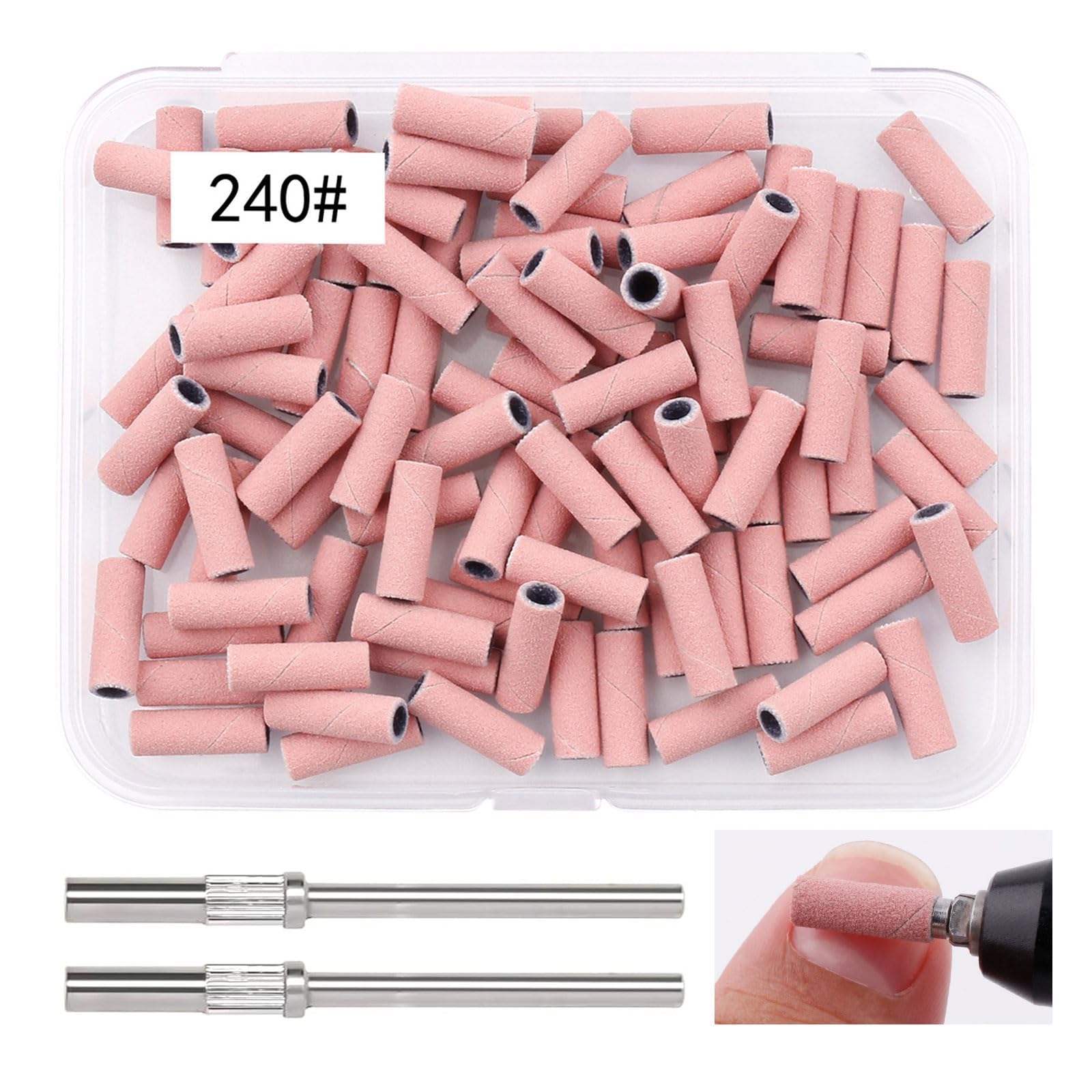 100 Bandas De Lijado Pequeñas Para Broca De Uñas Con Pulido De Uñas Naturales 240# Rosa Sanding Bands Grano 240 Mini Bandas De Lijado Para Taladro De Uñas Para Cutícula De Limpieza
