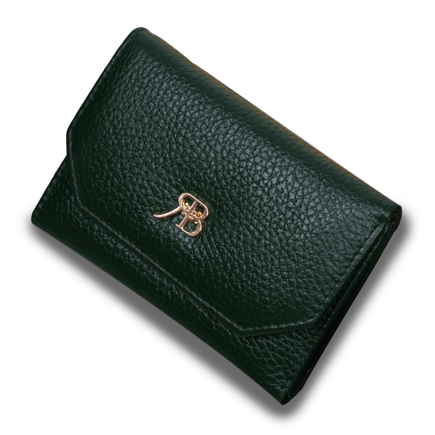 women’s genuine leather trifold wallet |full grain leather ladies 3 fold wallet with card holder, coin pocket & snap button closure | stylish rfid blocking clutch wallet |green