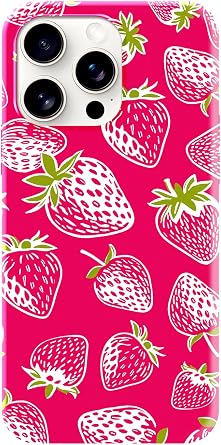 Berkin Arts Compatible with iPhone 15 Pro Case for Women Stylish Design Soft Film Material Bumper Cover Summer Strawberry