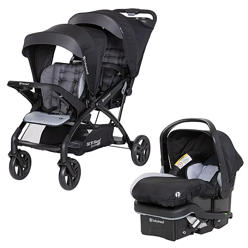 Baby Trend Sit N Stand - Cochecito doble 2.0 DLX con arnés de seguridad de 5 puntos y EZ-Lift Plus Asiento de automóvil ligero para bebé con funda