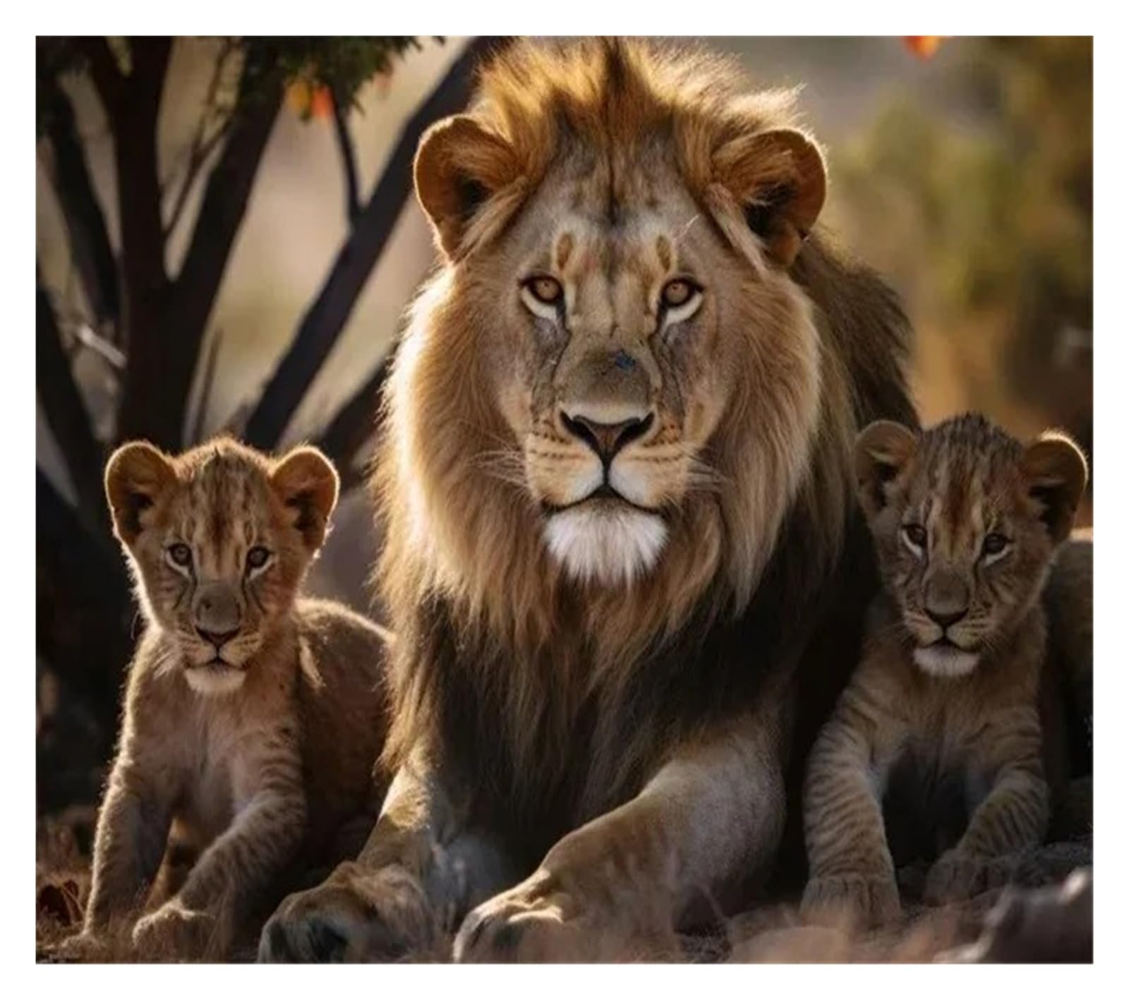 XENITE Wall Art Canvas Prints Wild Lion Family Art Posters Canvas Painting Lioness With Cubs And Lovers Wall Att Mural For Hom Decor(A,50x70cm)