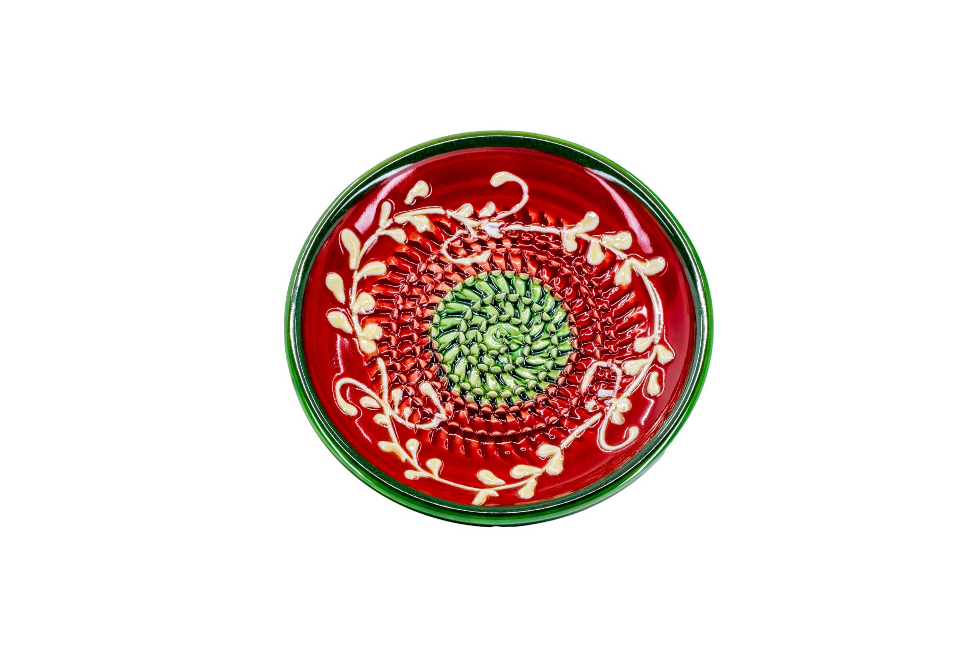 Kaladia Plato rallador de cerámica/rallador de cerámica de un solo color - ideal para jengibre, parmesano, etc. - en verde - diámetro: 12 cm - hecho a mano y pintado a mano - fabricado en España — view 5