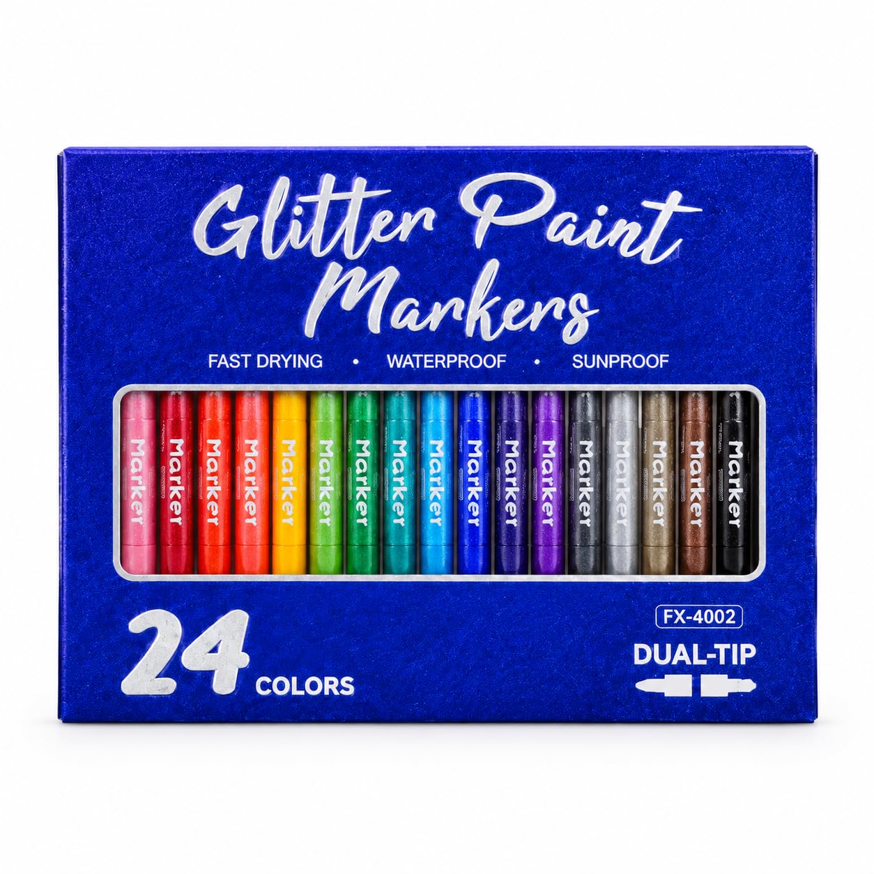 Glitzer-Marker-Set, Marker mit, 24 Farben, 3,2 cm
