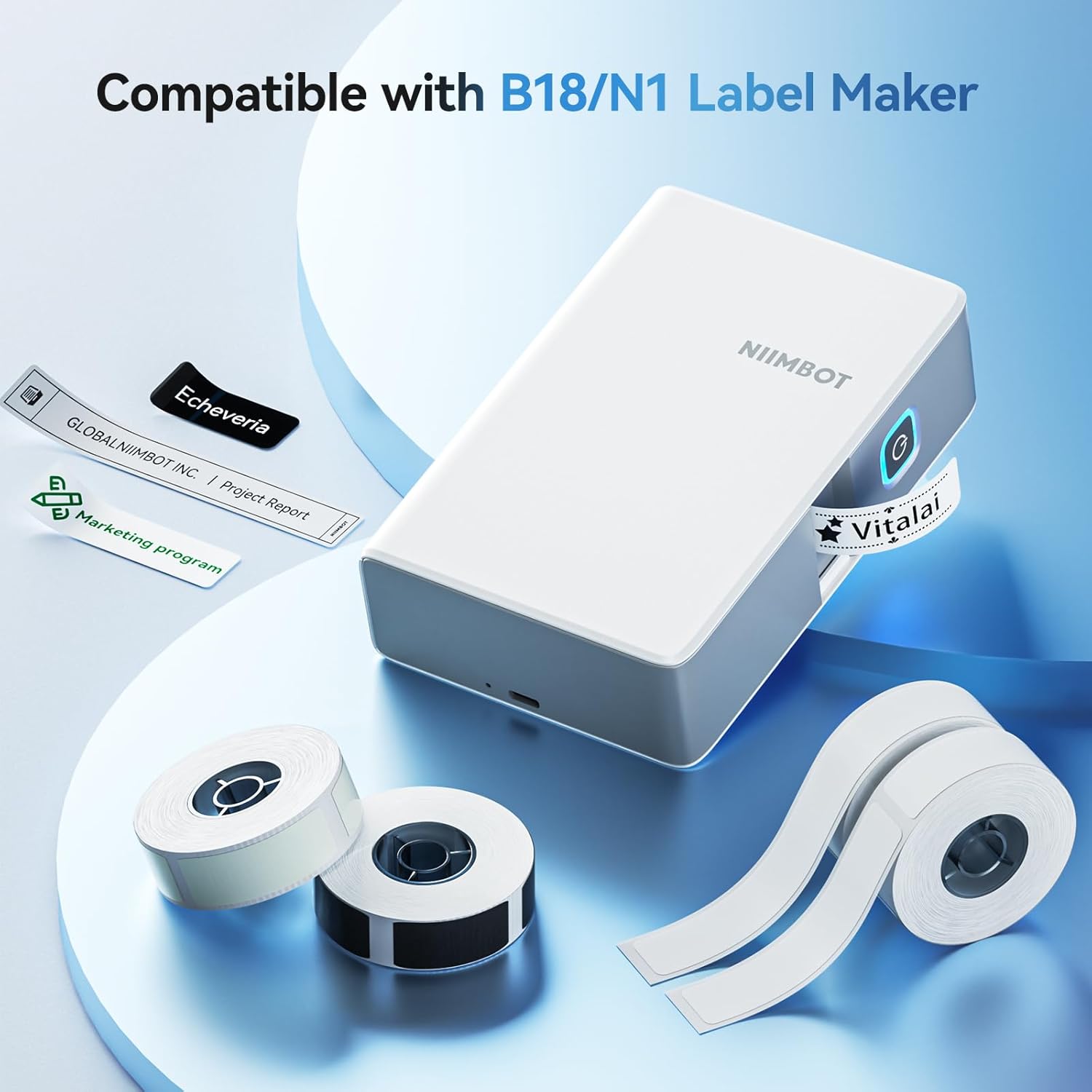 NIIMBOT Thermal Transfer Labels 0.52''x1.38'', for B18/N1 Label Maker, Long Storage Time, for Office Home Small Businesses Switch Labeling, Luminous Sticker(13mmx35mm) - Image 9