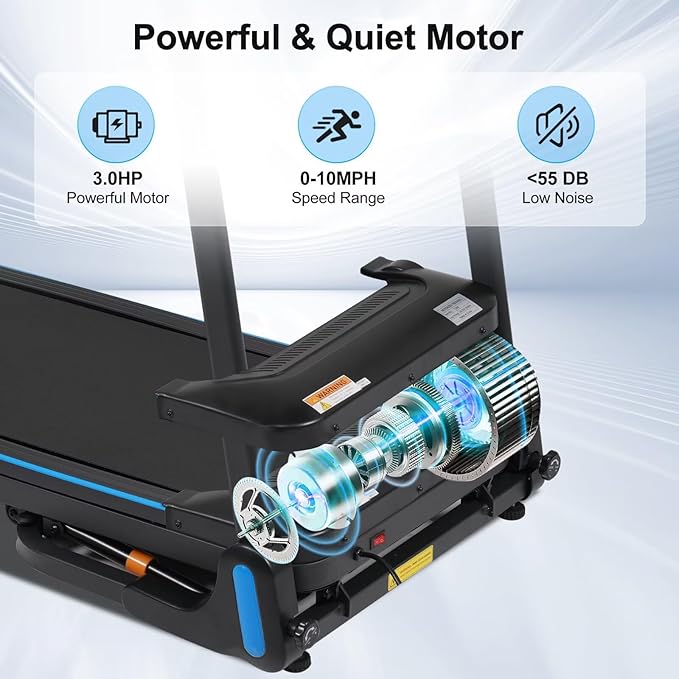 Caminadora Eléctrica Plegable 3.5HP Inclinación Manual 350LBS Negro+Azul miniatura 6