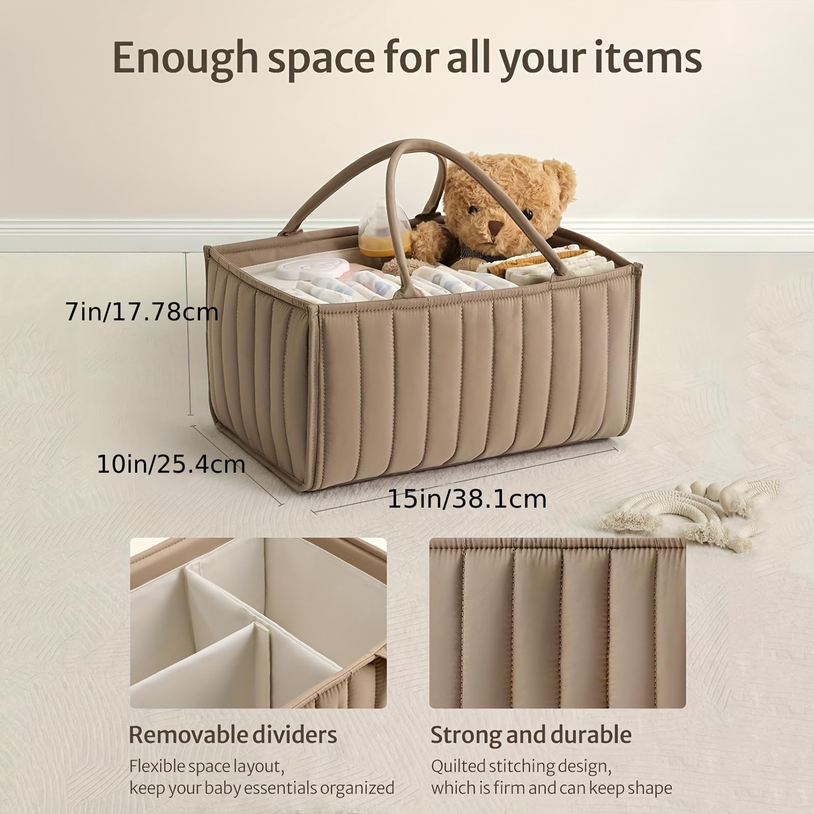 Satiskid Nappy Caddy Organiser with Removable Divider - Image 3