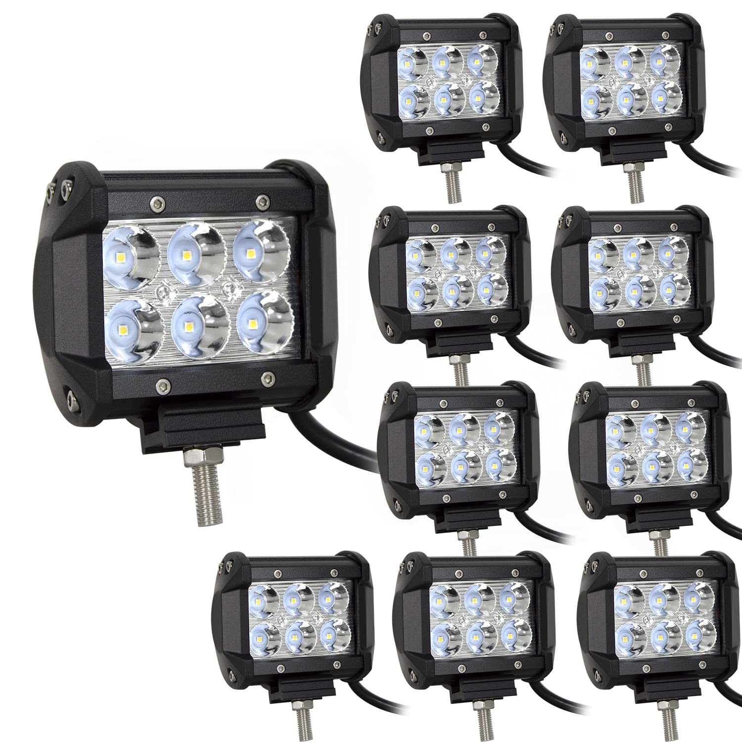 RIGIDON Listwa oświetleniowa LED, 10 cm, 18 W, wiązka punktowa, 12 V 24 V, lampa do samochodu, terenowego, łodzi, ciężarówki, 4 x 4 SUV, ATV, ciągników, koparek, 6000 K, biały
