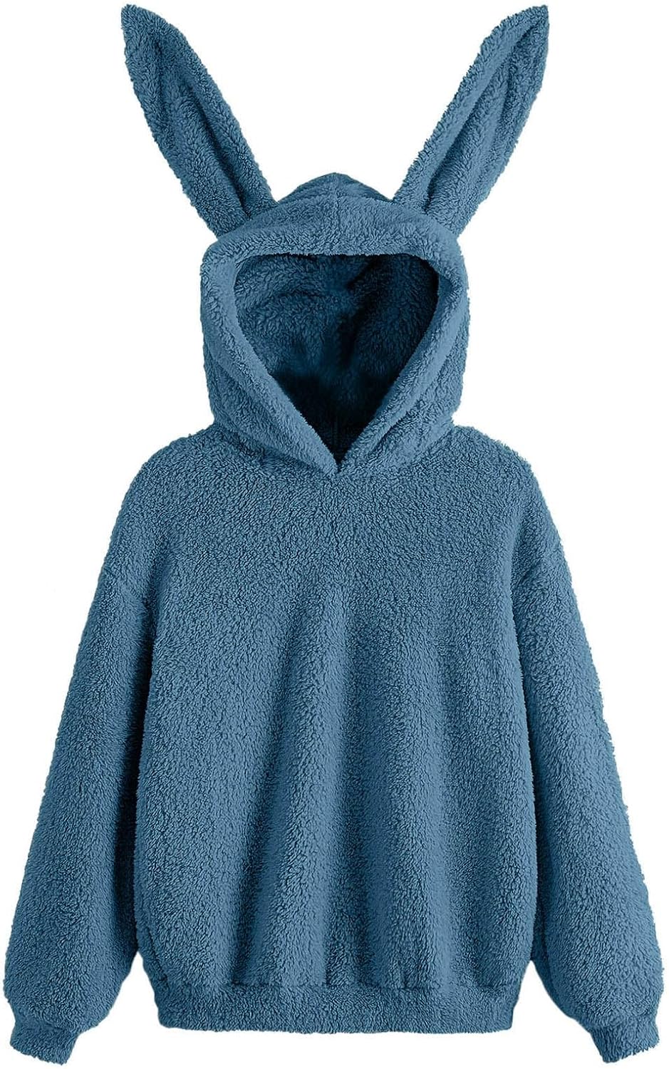 Polar Fleece Hoodie with Rabbit Bunny Ears, Girls Cute Long Sleeve Soft Casual Hoodie Sweatshirt Pullover Tops Blouse