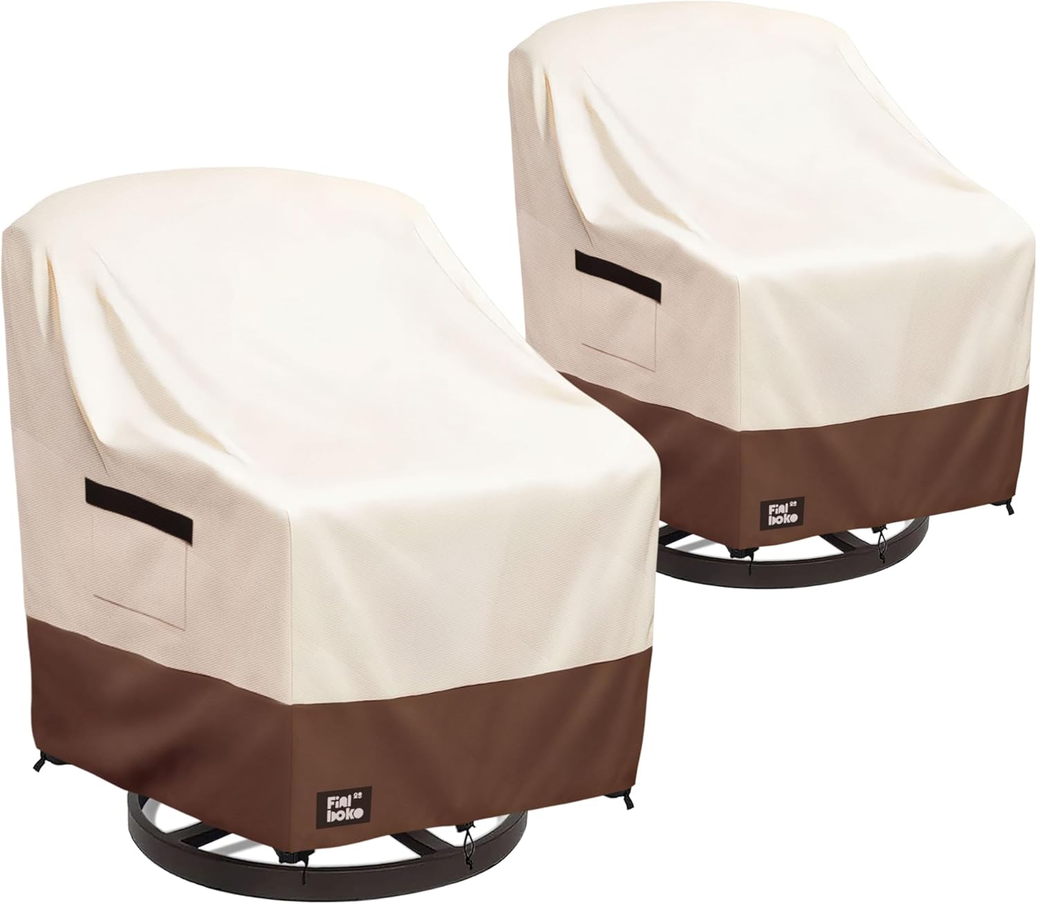 Patio Chair Covers 2 Pack,35Wx37Dx38H inches Outdoor Chair Covers,100% Waterproof Heavy Duty Outdoor Furniture Covers Waterproof,Beige&Brown Modern Style Patio Furniture Cover