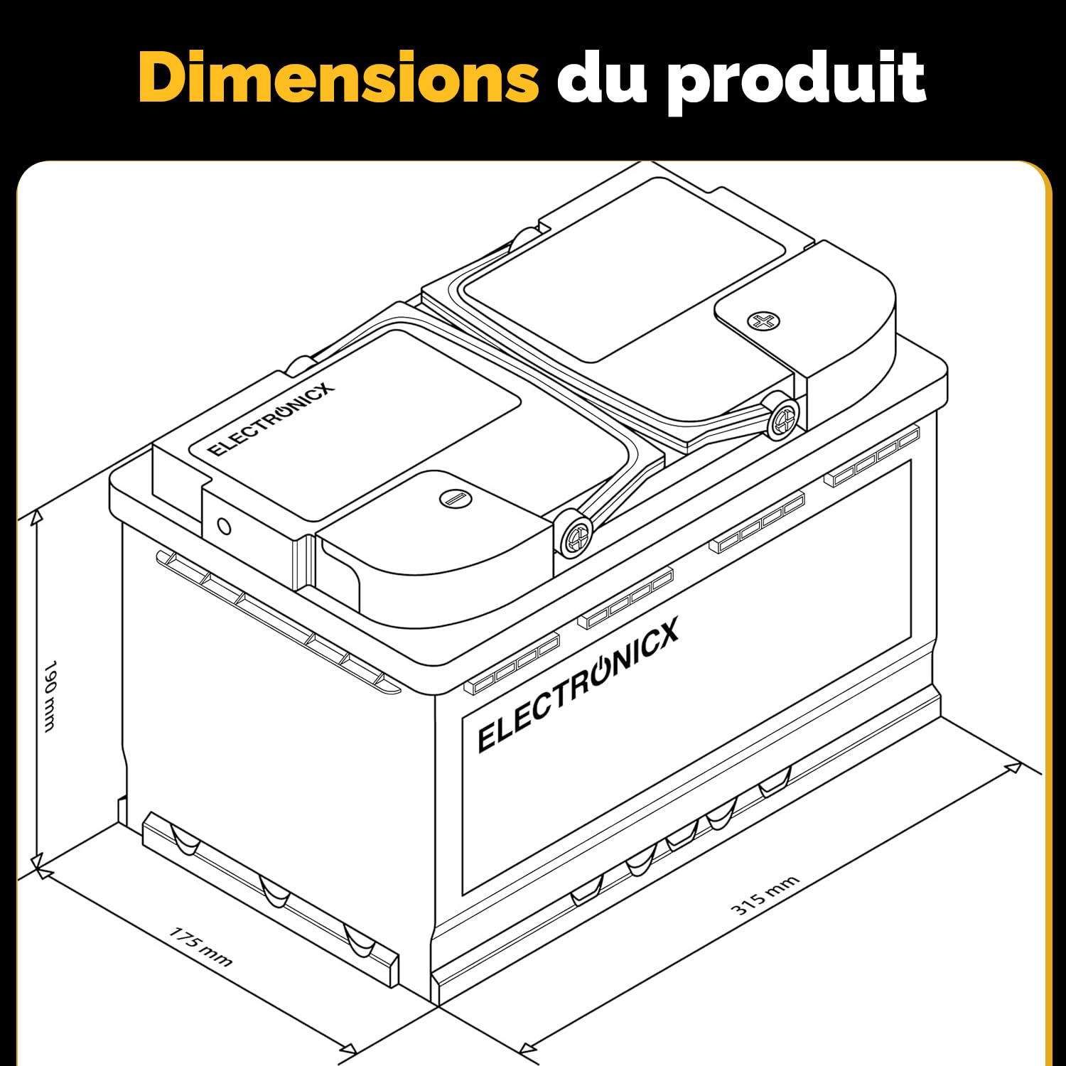 Electronicx Batterie Gel 12V 110Ah C100 Édition Solaire – Batterie de Service à décharge Lente 110 Ah – Technologie Gel – Borne Positive à Droite – Camping-Car Bateau Photovoltaïque
