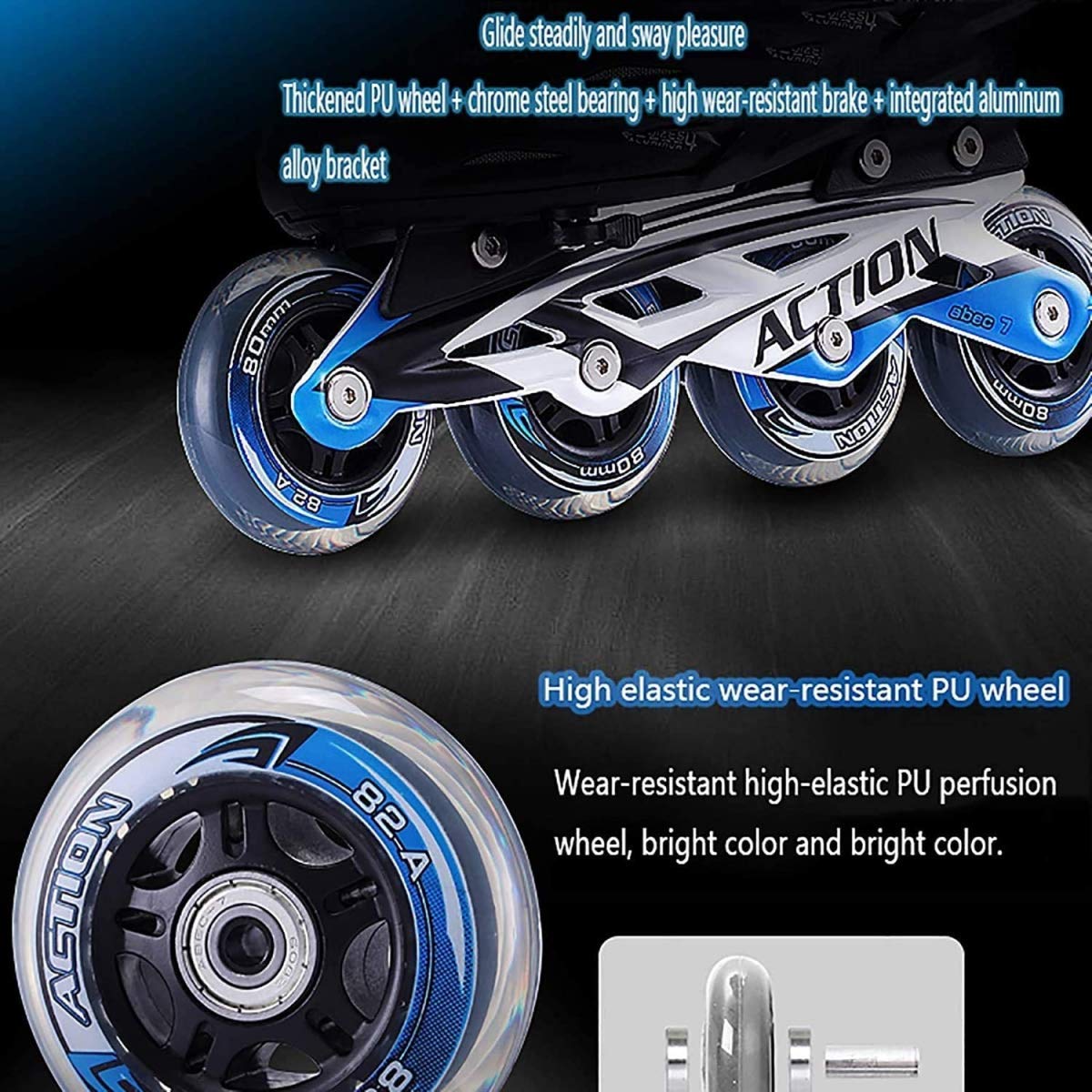 Patins À roulettes Artistiques Réglables pour Adultes Intérieur/Extérieur Fun À Roues Alignées Roues Quad Patins À roulettes for Adultes Jeunes Unisexe
