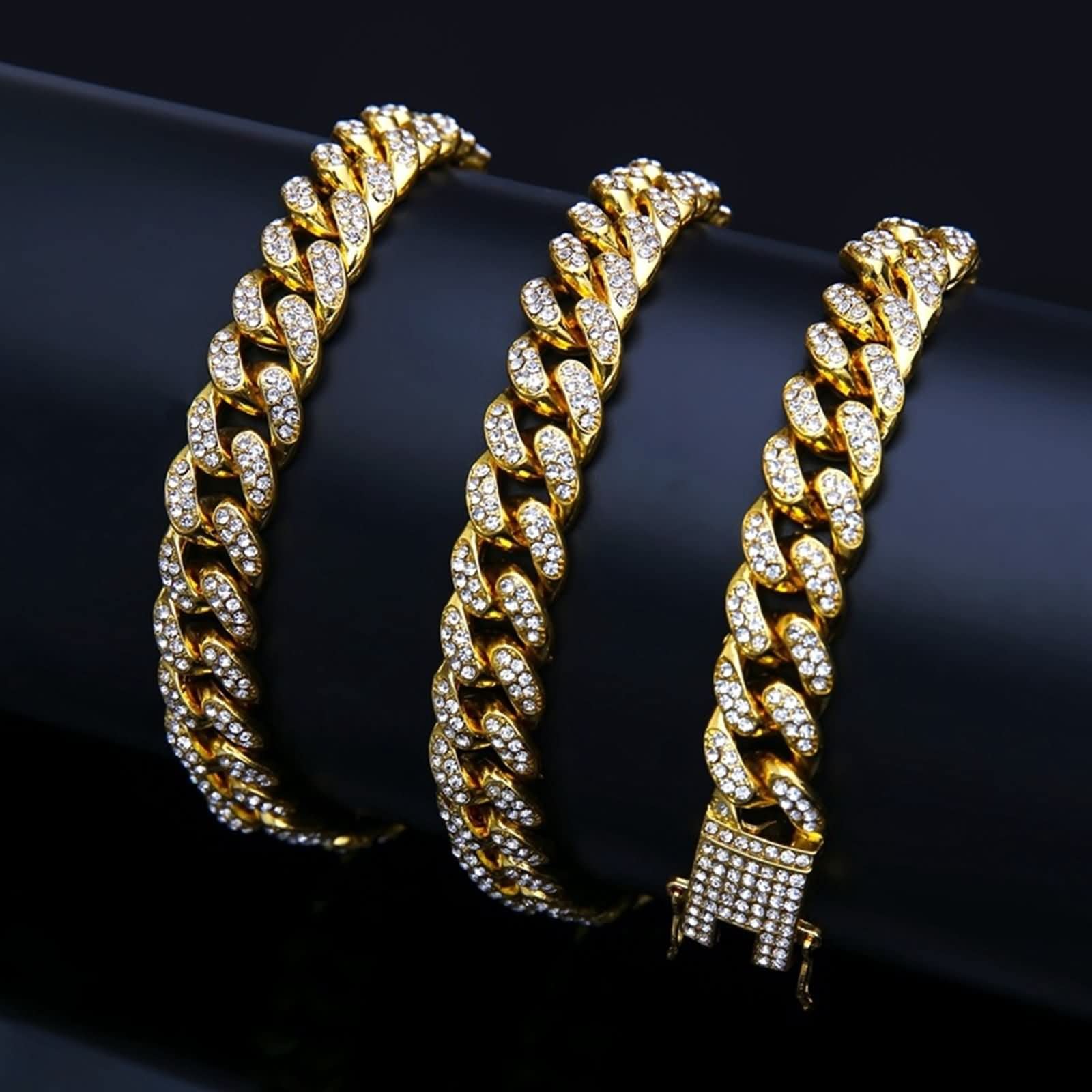 Collana Uomo a Catena,Collana Lunga Uomo 50-75 cm Catenina 12.5 mm Catena Cubana Collana Uomo Catena Lega Collana a Catena Oro Uomo