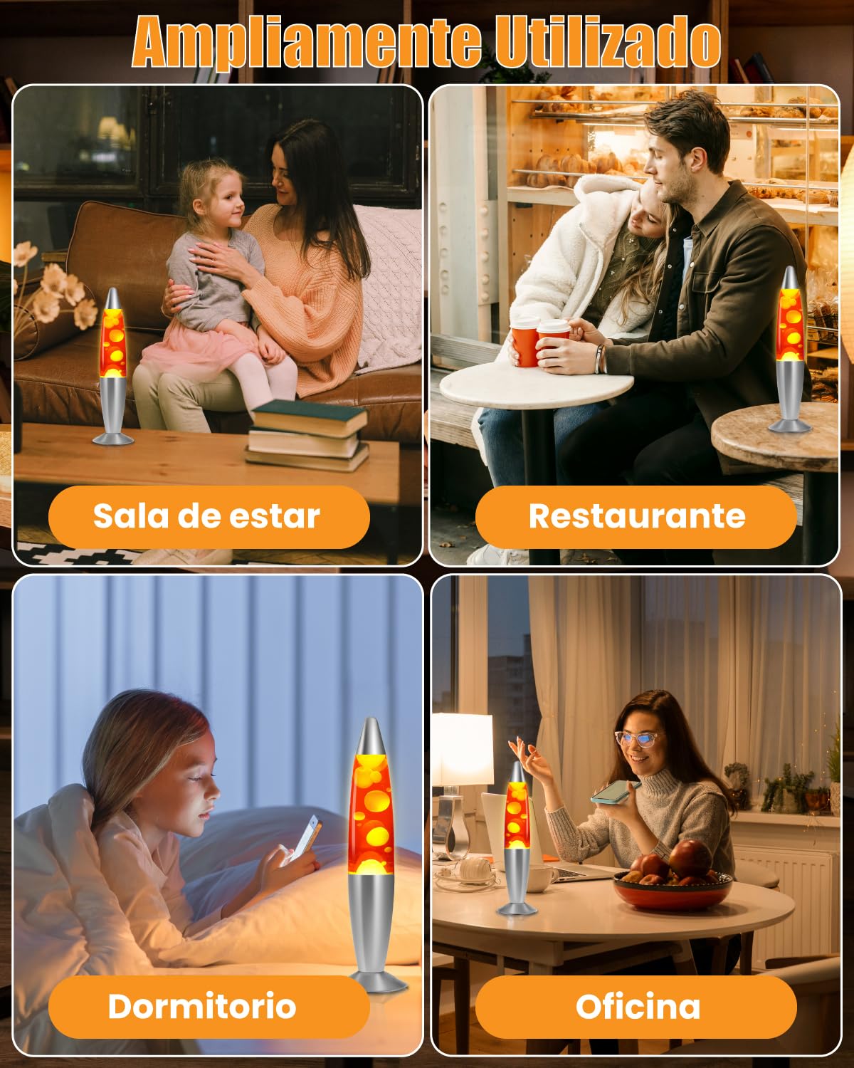 DoRight Lámpara de Lava Clásica Cera Amarilla/Aluminio Líquido Rojo Lámpara de Lava de Movimiento para una Relajación Pacífica, 13.38 Pulgadas, con 2 Paquete R39 25W E14 Bombilla de Lámpara de Lava