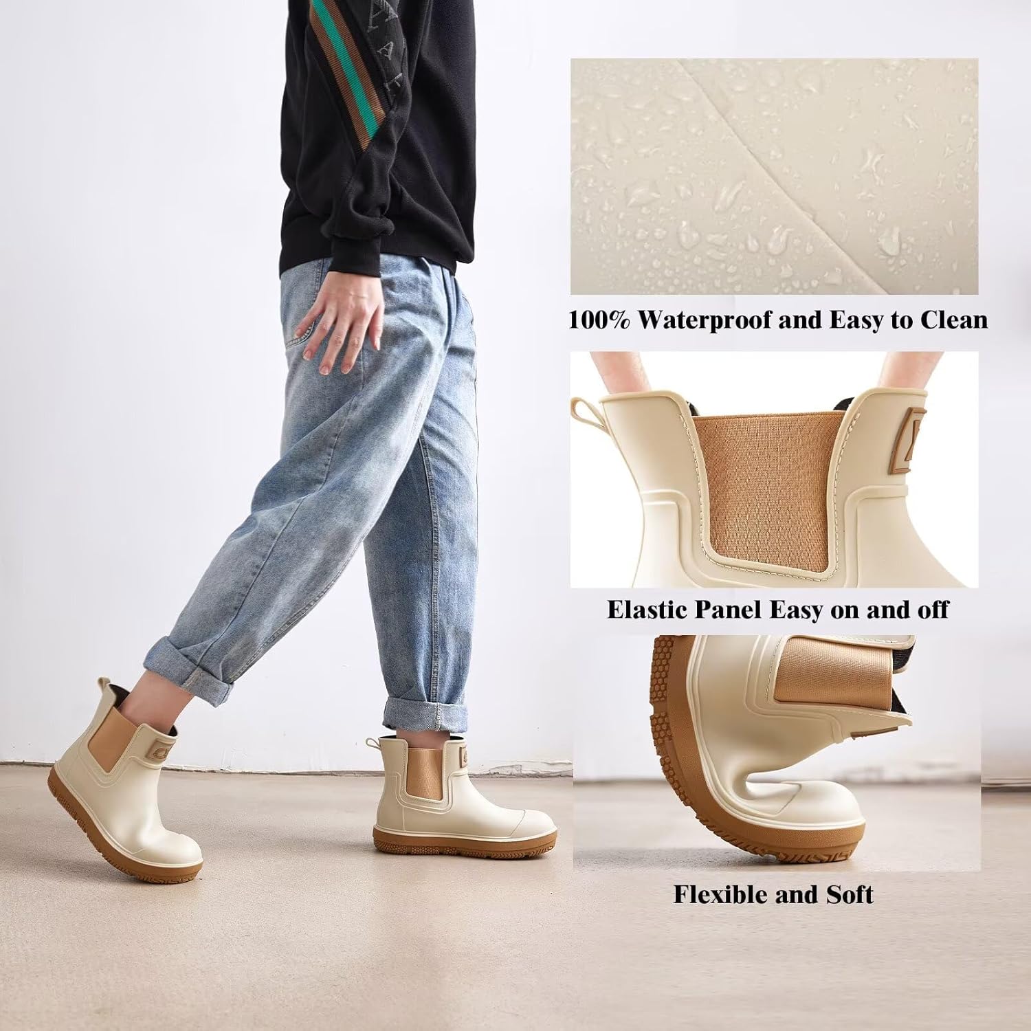 Ankle Rain Boots Men Women Waterproof Deck Boots Anti-Slip Rubber Chelsea Garden Work Shoes Short Mud Booties Fishing Farming Camping - Image 2