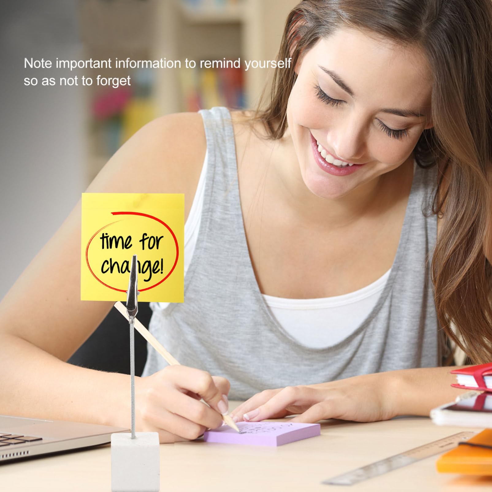 Memo Holder a Cubo 10 Pezzi in Legno Argento per Desktop
