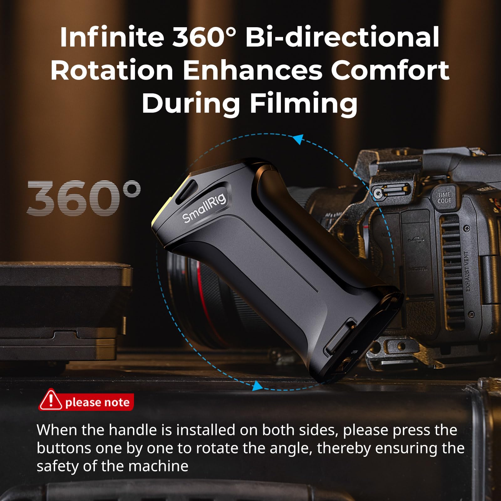 SMALLRIG Maniglia Laterale Rotante con Trigger REC Fotocamere per Canon/Blackmagic Design Selezionate, Compatibile con Batteria F550/570, Controllo Otturatore, per Canon R3 / R5 / R6-5235