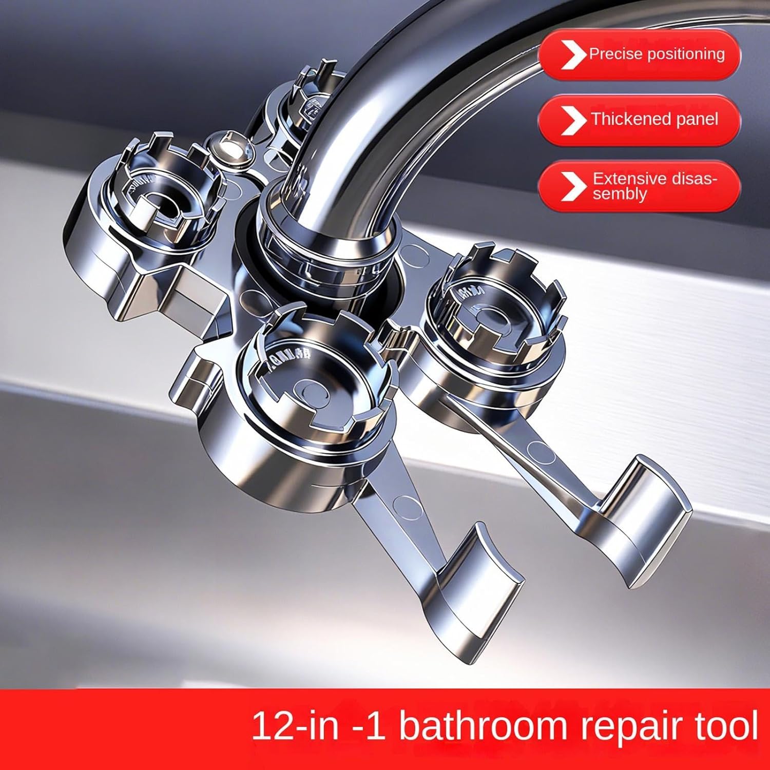 Aerator Removal Tool for Sink,12-in-1 Faucet Repair Wrench | Heavy Duty Aerator Key Wrench | for Sink Kitchen Bathroom Shower Dishwasher Plumbing Home Residential
