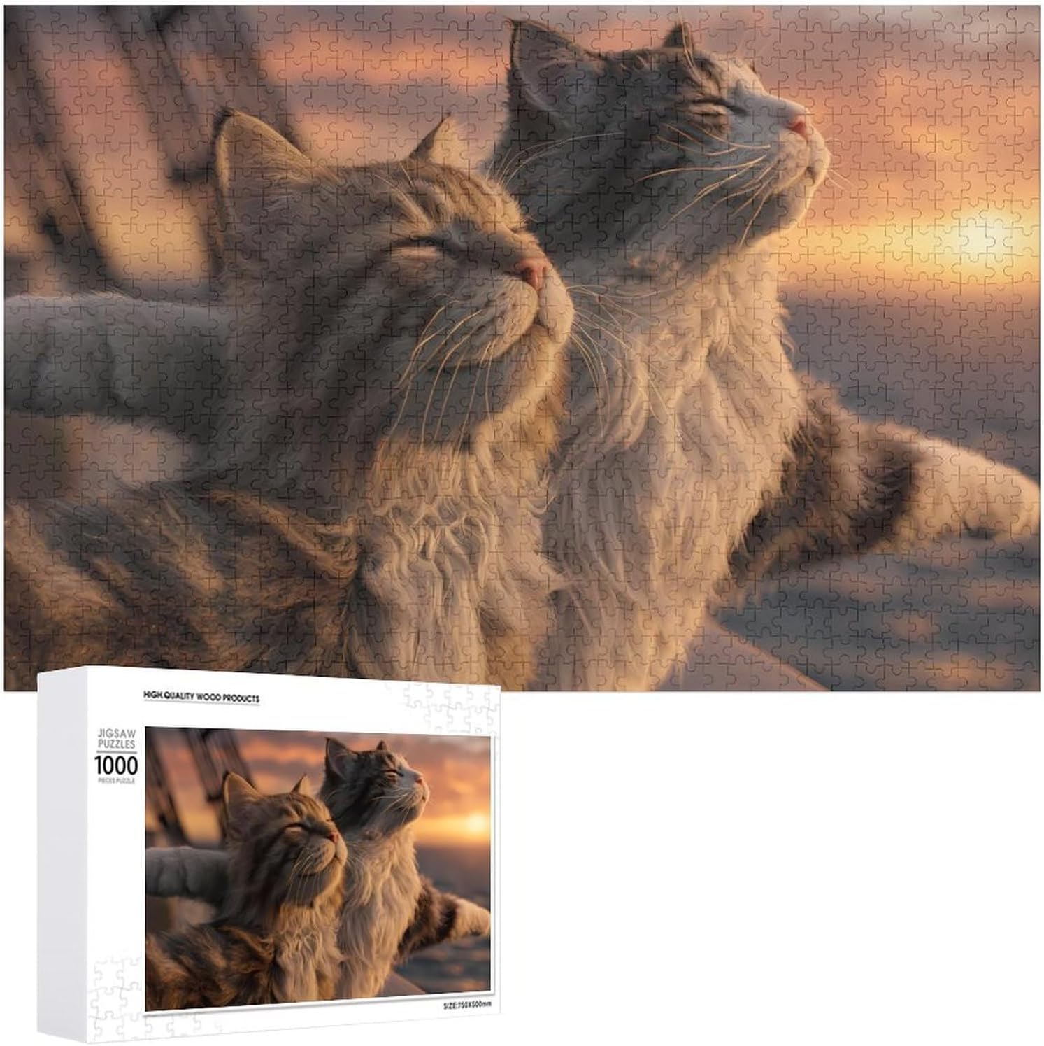 Funny Cats Titanic Cute Puzzles for Adults 1000 PCS Wooden Jigsaw Puzzle Wall Decor Christmas