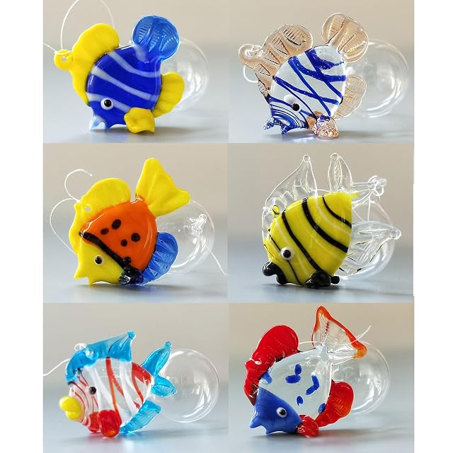 Foto 3 de 8 de 6 Piezas de Decoración de Peces Flotantes de Cristal Colorido para Acuario