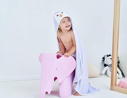 Miniatura 3 de HIPHOP PANDA X Toalla de baño con capucha de bambú, Toalla suave con capucha para bebé, niño pequeño, perfecta para niños y niñas, (color Morado,