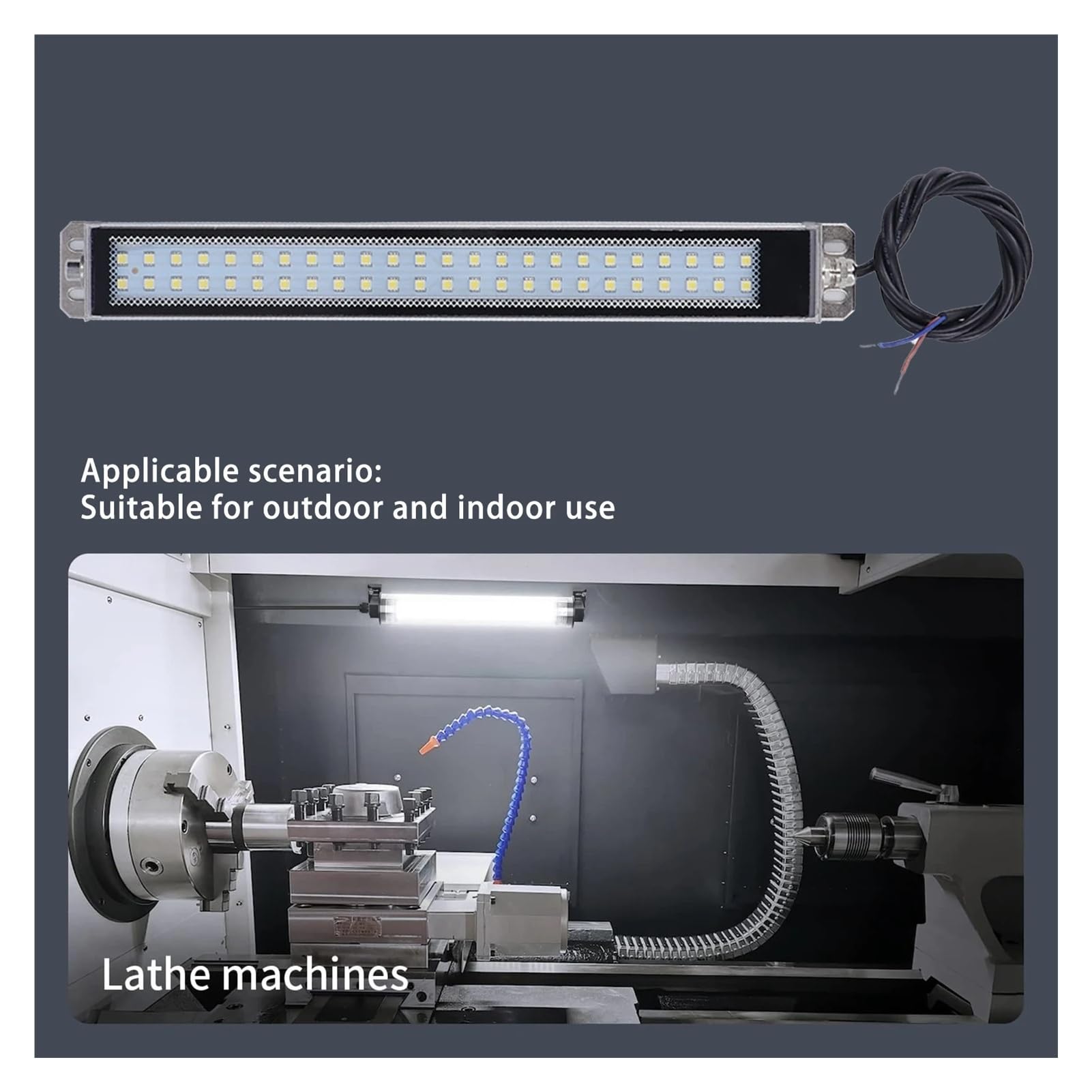 Tube lumineux d'atelier LED 22CM-53CM, éclairage industriel, résistant aux chocs, à la poussière et à l'eau for machines-outils, for tours pour machines-outils de tour(22cm cool white,100-230V)