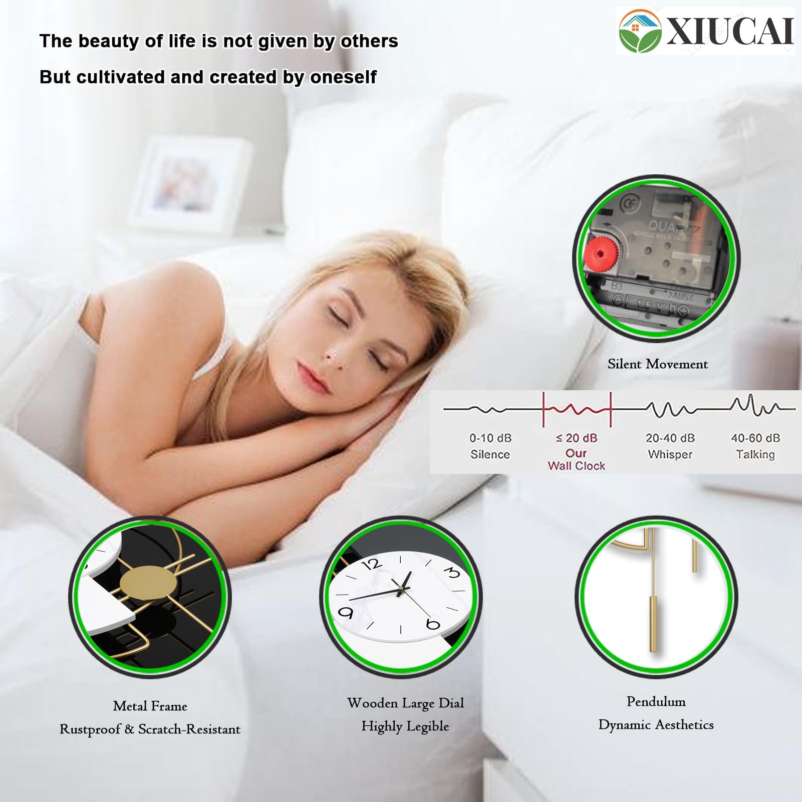 Reloj de Pared Moderno Silencioso, Gran Reloj Metálico Geométrico de 74 cm, Movimiento de Cuarzo Silencioso a Pilas, Decoración para Sala Dormitorio Oficina,Large
