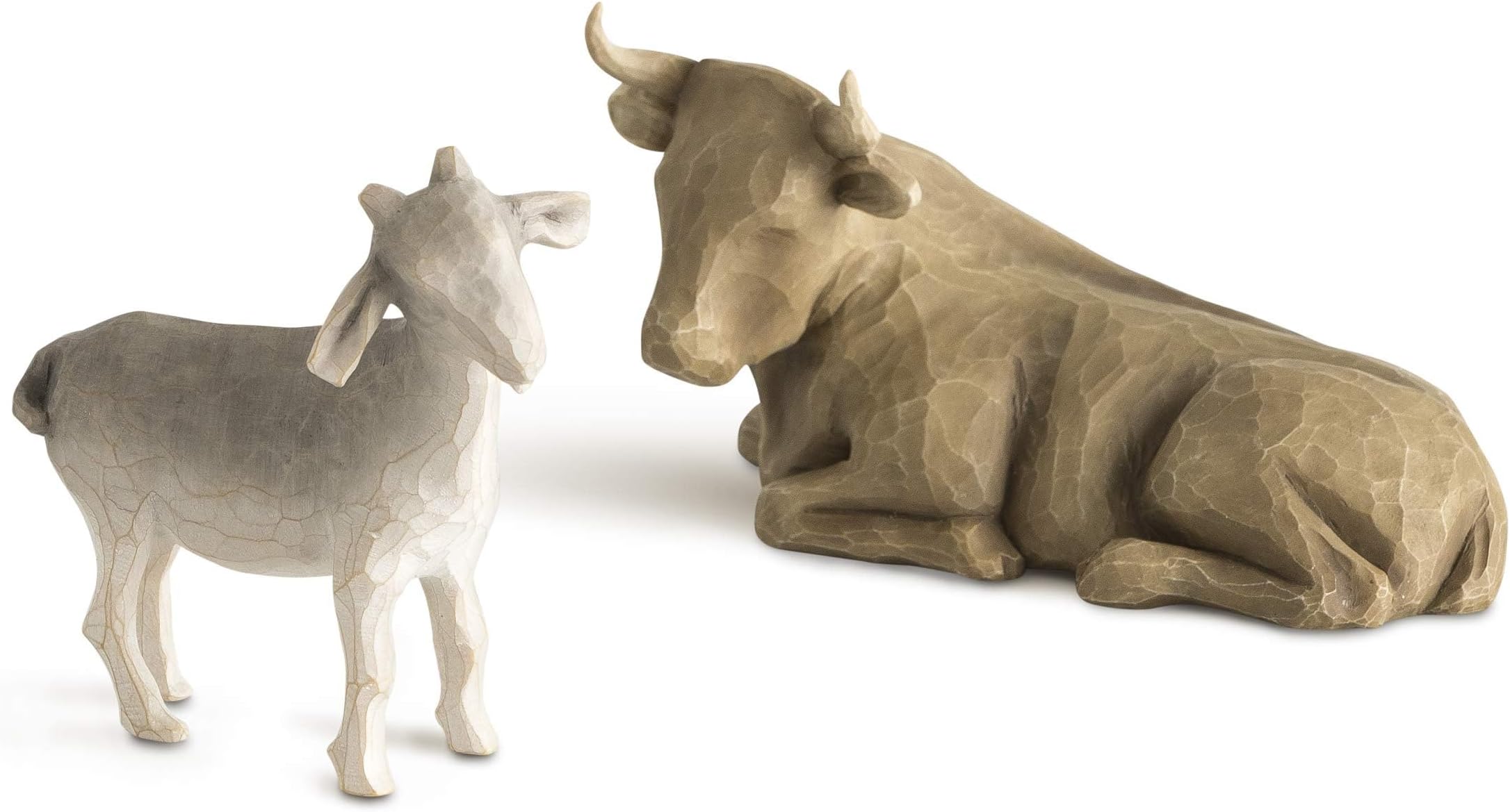 Willow Tree Ox and Goat Nativity Figures, Offering Warmth and Protection, Build On A Holiday Tradition by Adding Animals to Nativity Display, Sculpted Hand-Painted Figures, 2-Piece Set