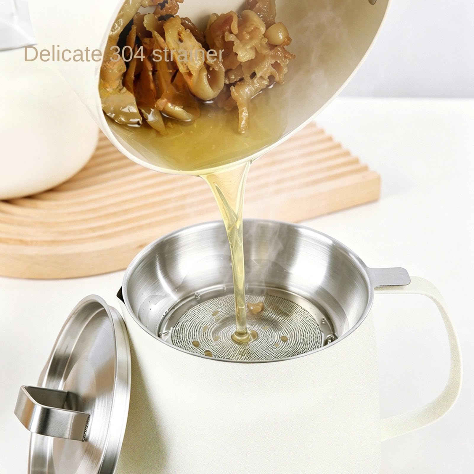 Graisse réutilisable pour la cuisine, pot filtrant de 1800 ml avec