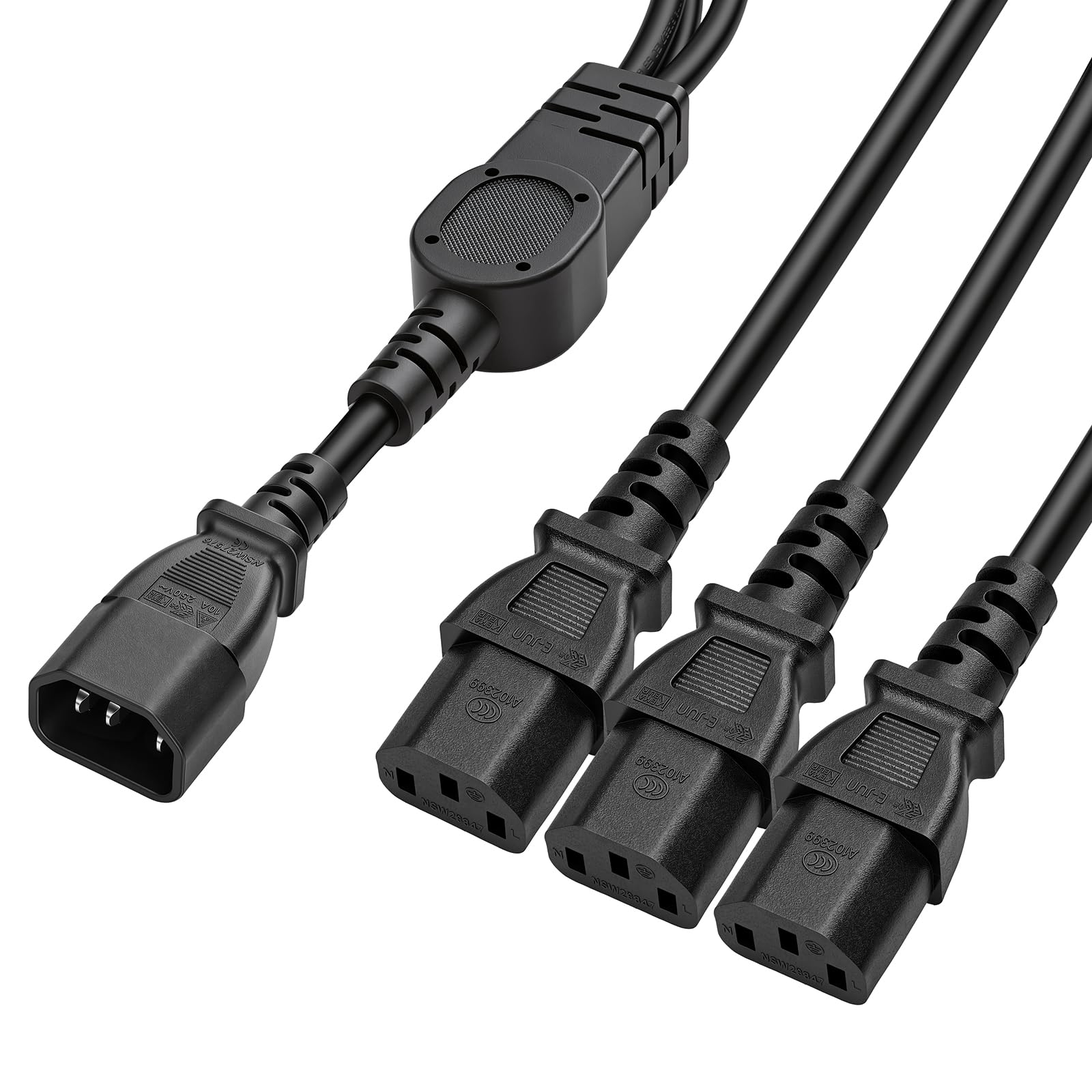 HTCable UPS PDU Computer Power Splitter Kabel C14 auf 3 x C13 10A 250V 30cm Verlängerungskabel (C14-3xC13 30cm)